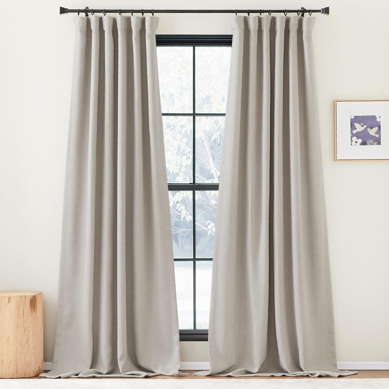 NICETOWN Bedroom Curtains 2 Panels Sets Faux Linen Textured, Pinch Pleated Room...