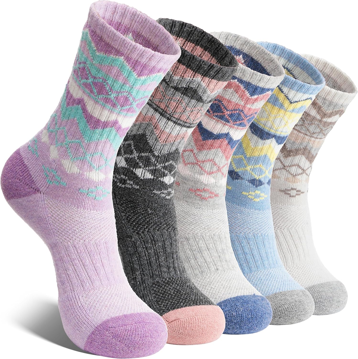 EBMORE 5 Pairs Womens Merino Wool Hiking Socks Thermal Warm Winter Boot Crew Cus...
