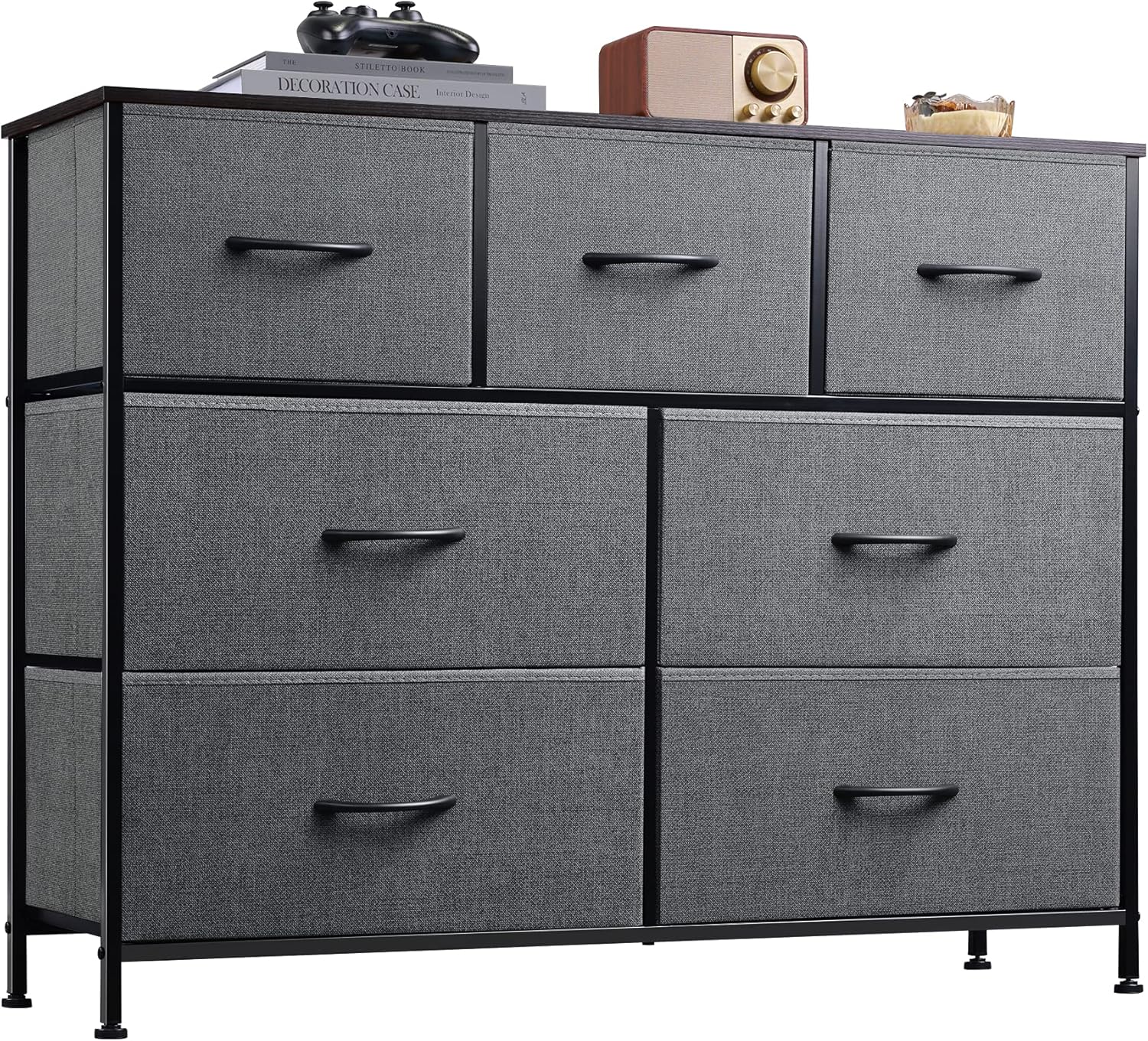 WLIVE Chest of Drawers, 7 Fabric Drawers Cabinet with Easy Pull Handle, Wood Top...