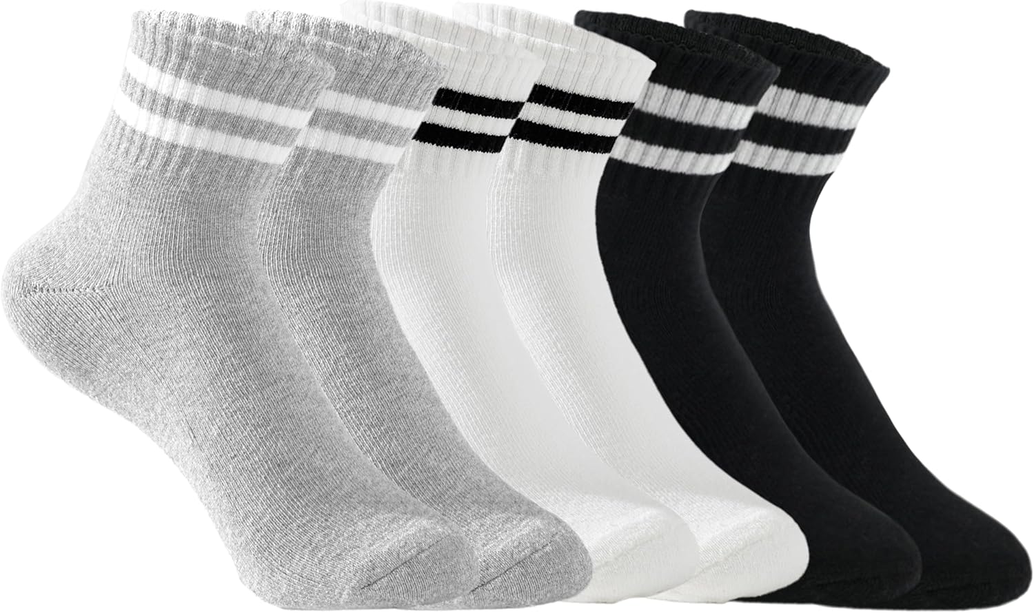 Irisbear Womens Crew Socks Cushioned Cotton Striped Quarter Socks Vintage Retro...
