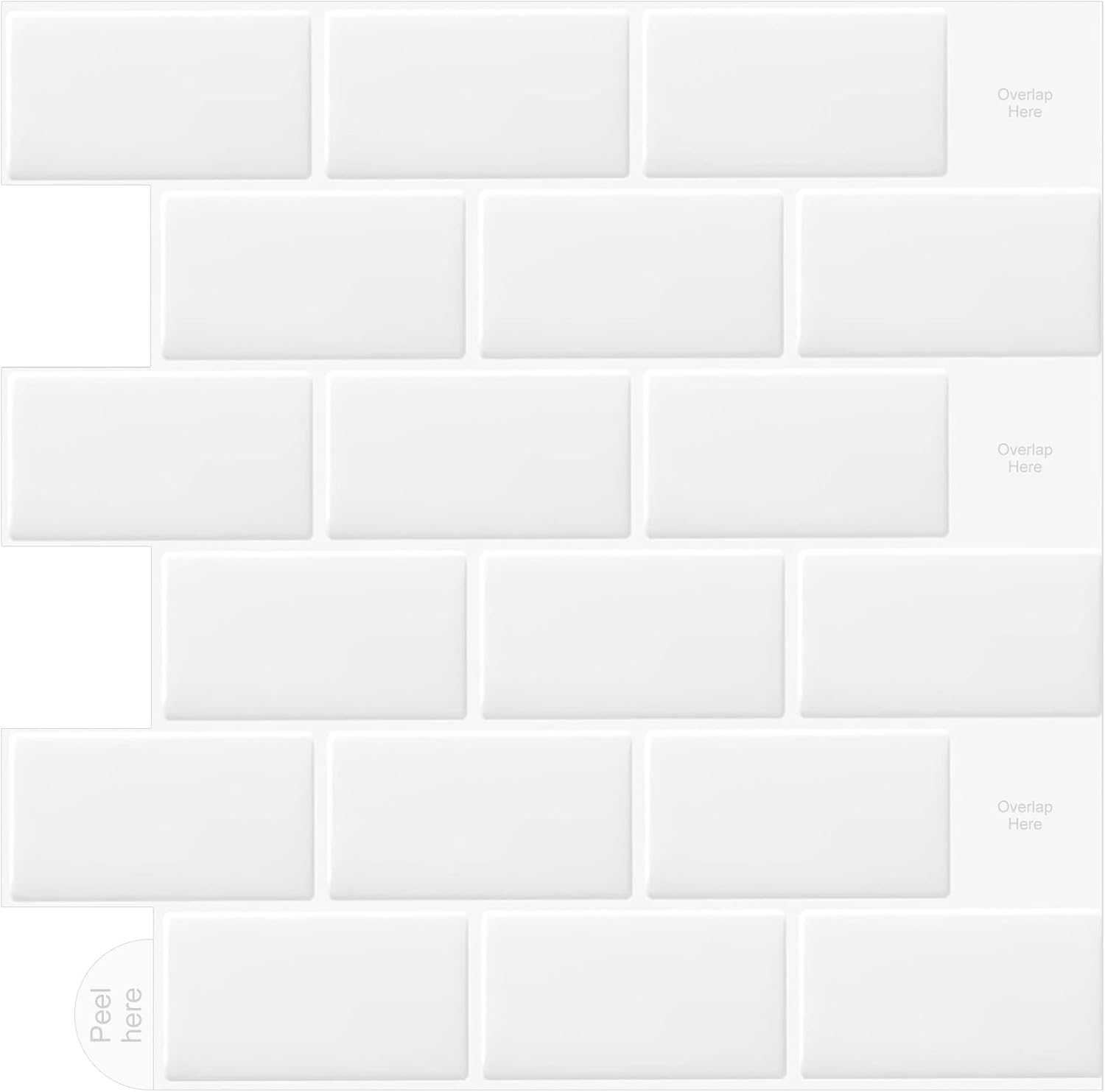 WoStick 10-Sheets 3D Self Adhesive Wall Tiles, Pee...