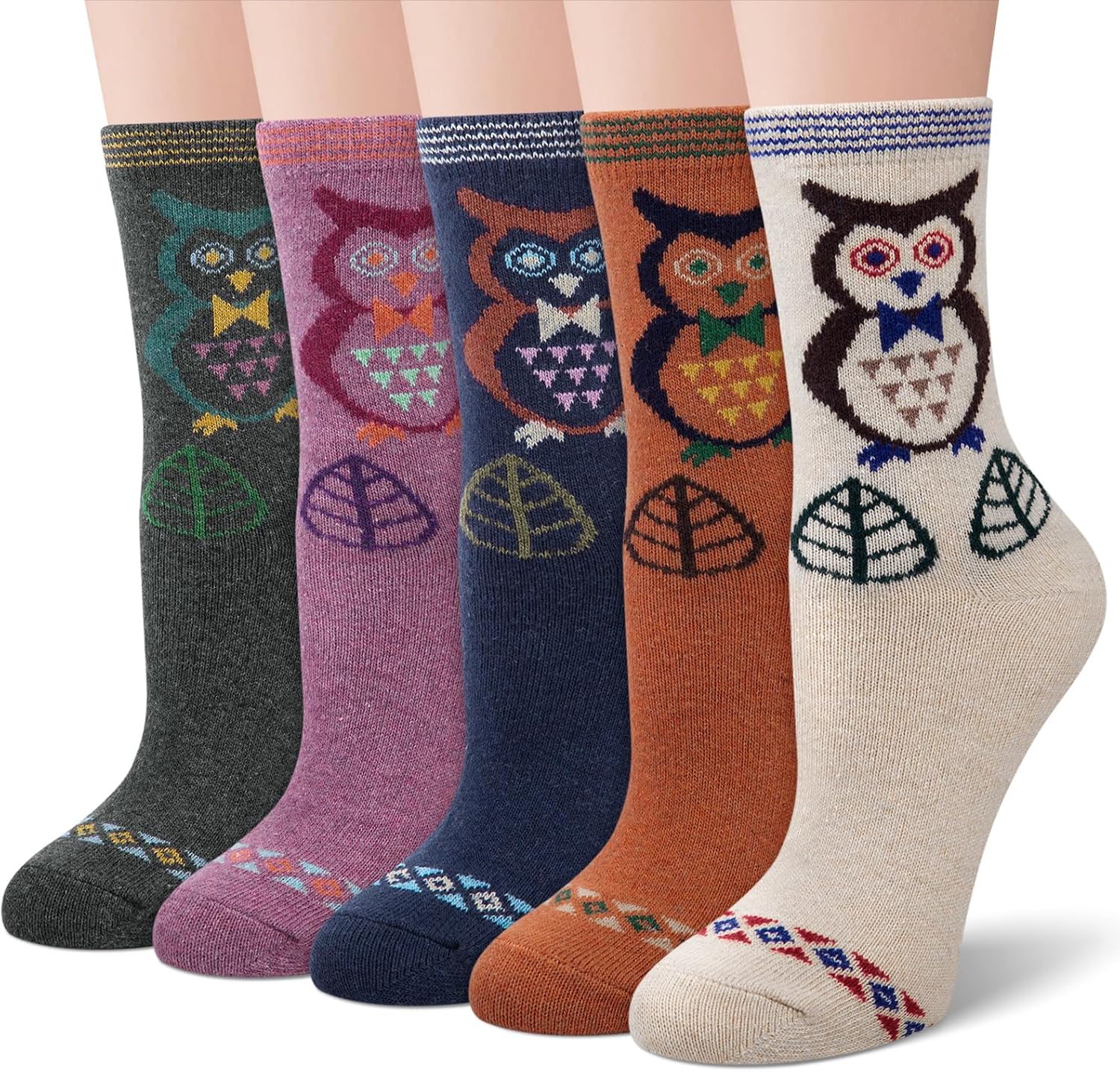 Justay 5 Pairs Womens Wool Socks Thick Warm Winter Socks Casual Cozy Socks Vinta...