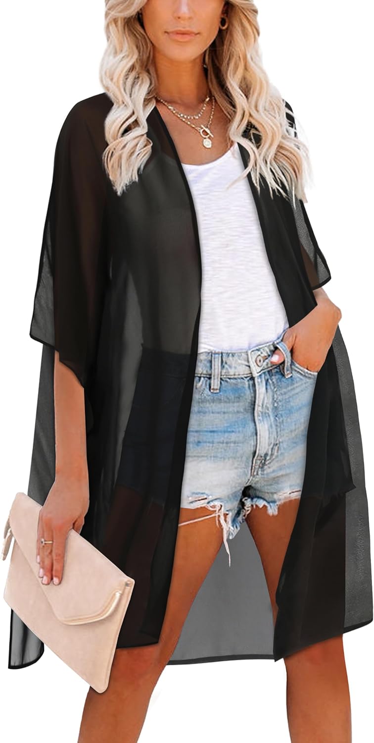 Women's Kimono Swimsuit Coverups Summer Beach Casual Loose Cardigans for Swimwea...