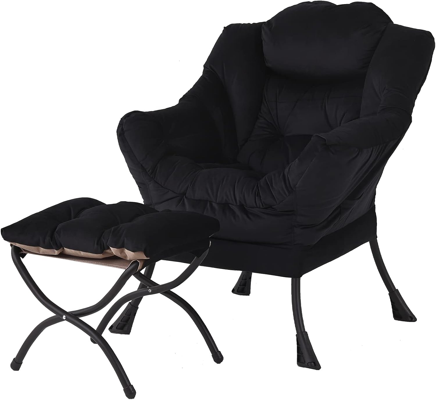 Welnow Lazy Chair with Ottoman, Modern Lounge Accent Chair with Armrests and a S...