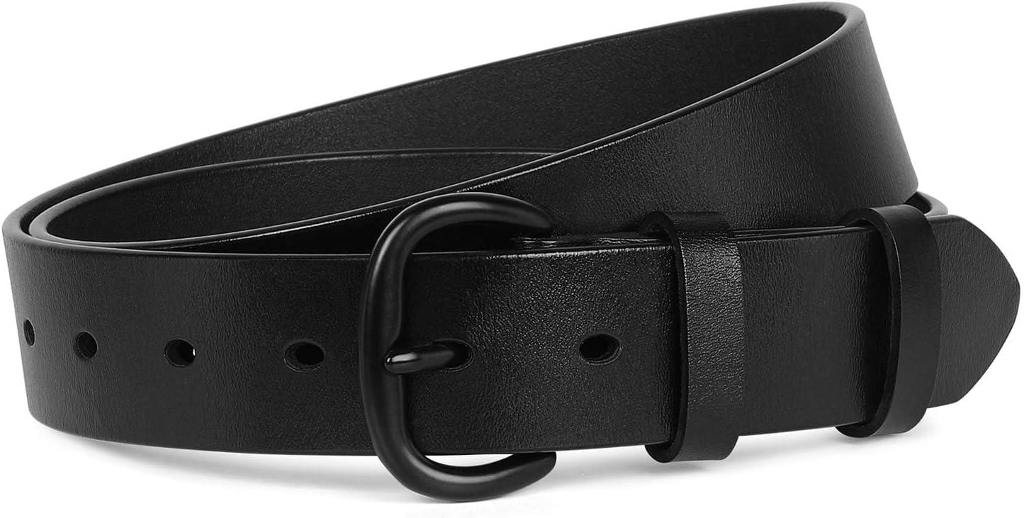 SANSTHS Women Leather Belt for Jeans Pants Dresses Black Ladies Waist Belt with...