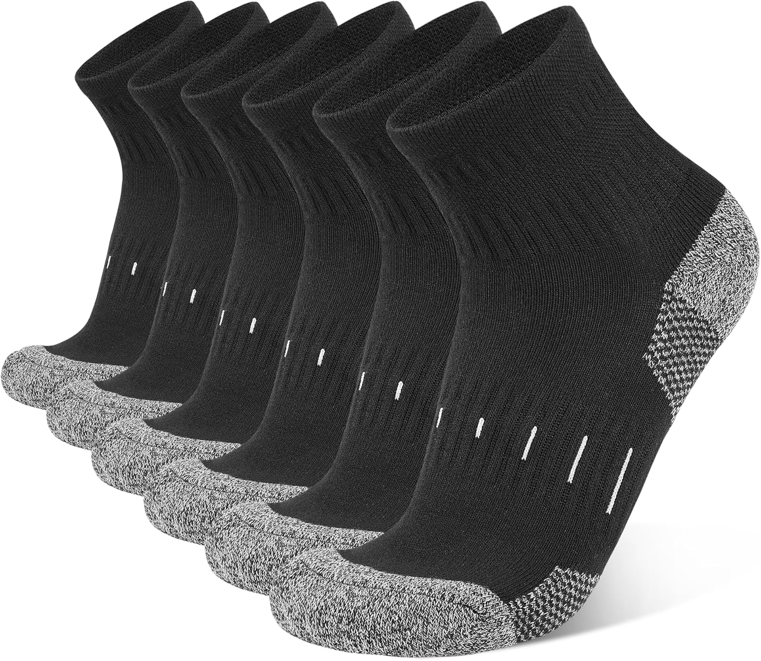 YOJOOM Mens Sports Quarter Ankle Socks Black Anti-Blister Cushioned Trainer Runn...