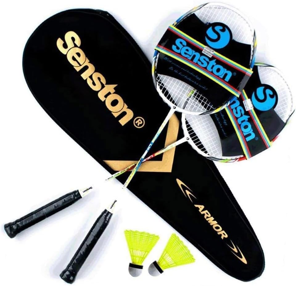 Senston 2 Pieces Badminton Set, lightweight 100% Graphite Shaft Badminton Racket...