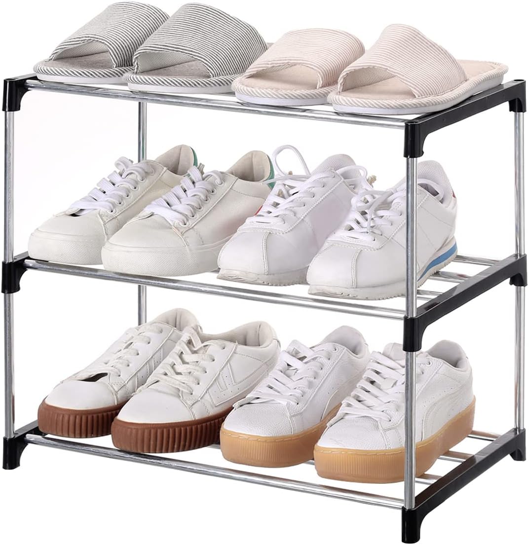 Stackable Small Shoe Rack, Entryway, Hallway and Closet Space Saving Storage and...