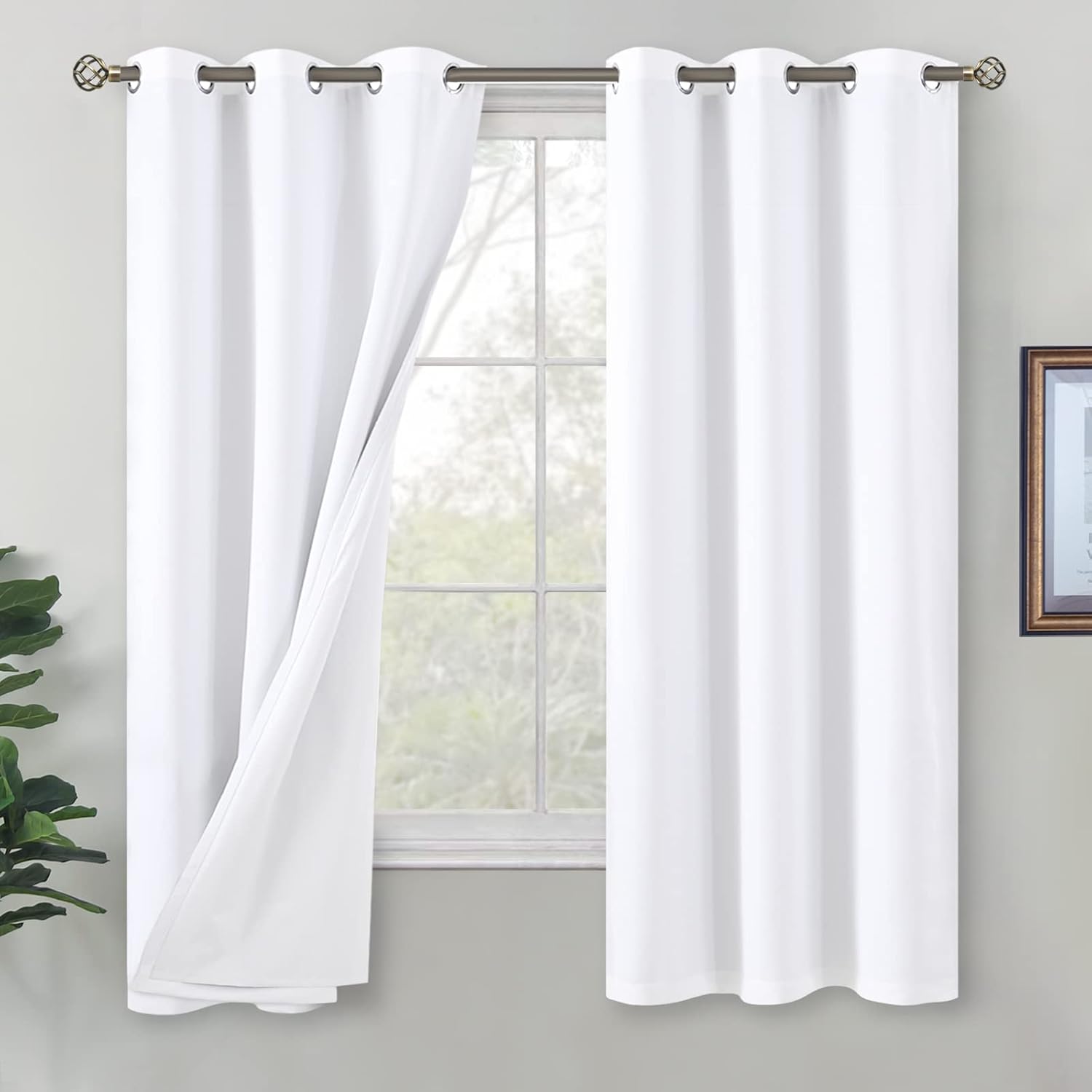 BGment White Blackout Curtains for Bedroom 63 Inch Length 2 Panels Set, Thermal...