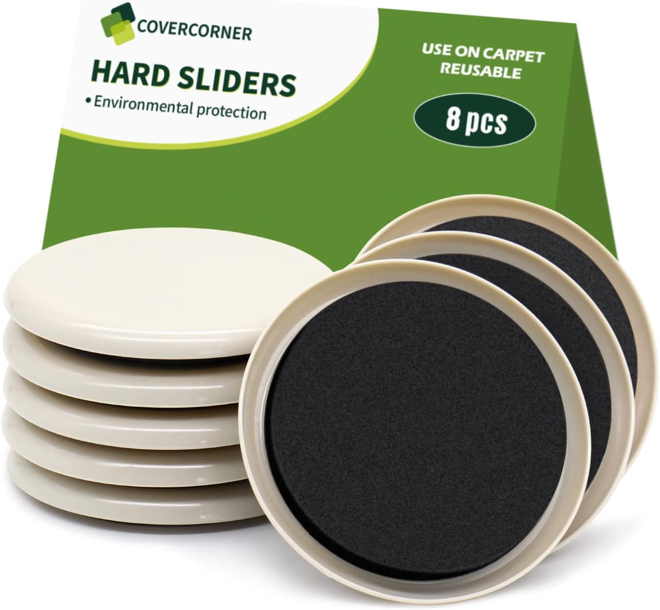 Furniture Sliders for Carpet 8 PCS - 3 1/2 inch Furniture Moving Slider Chair Le...