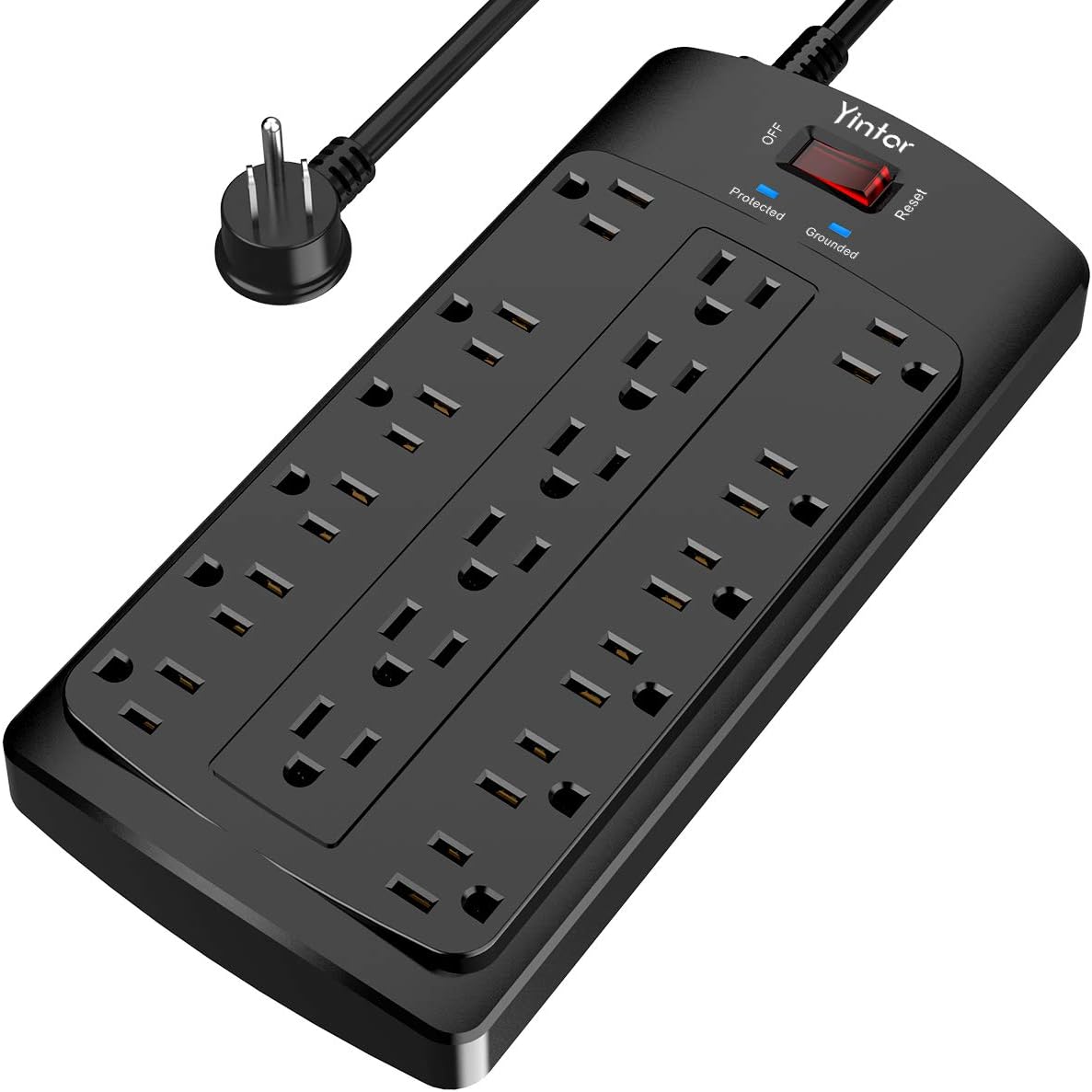 6FT Yintar Surge Protector Power Strip - Flat Plug Extension Cord with 18 AC Out...
