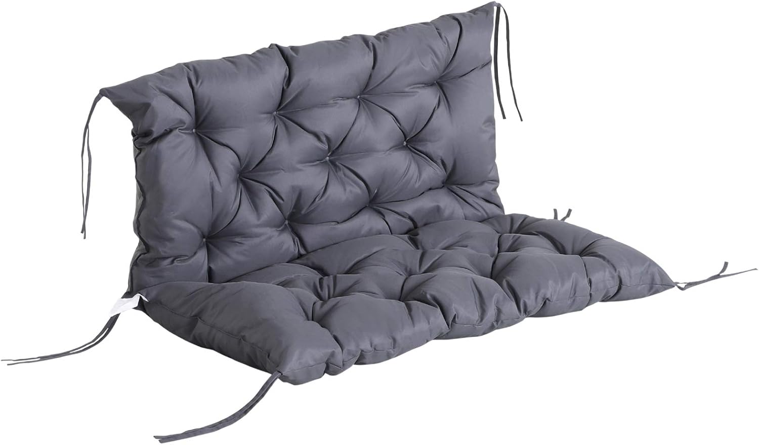 Outsunny 2 Seater Bench Cushion, Garden Chair Cushion with Back and Ties for Ind...