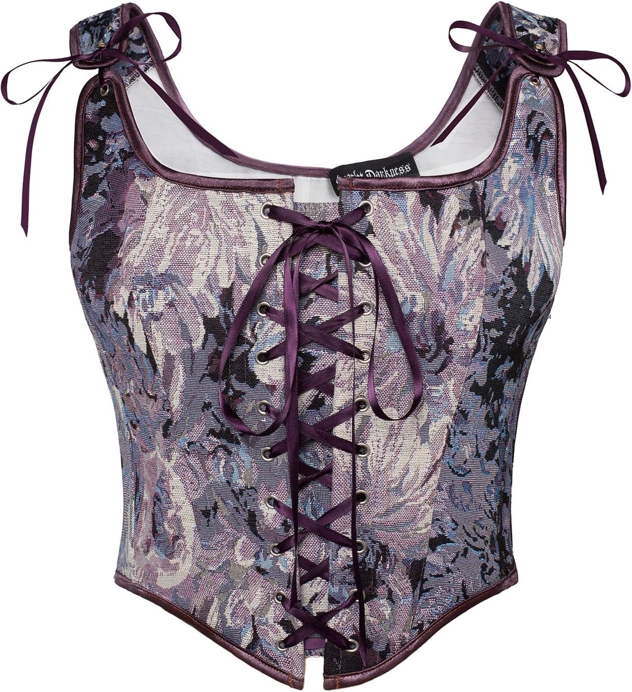 Scarlet Darkness Corset Tops for Women Renaissance Lace Up Floral Overbust Boned...