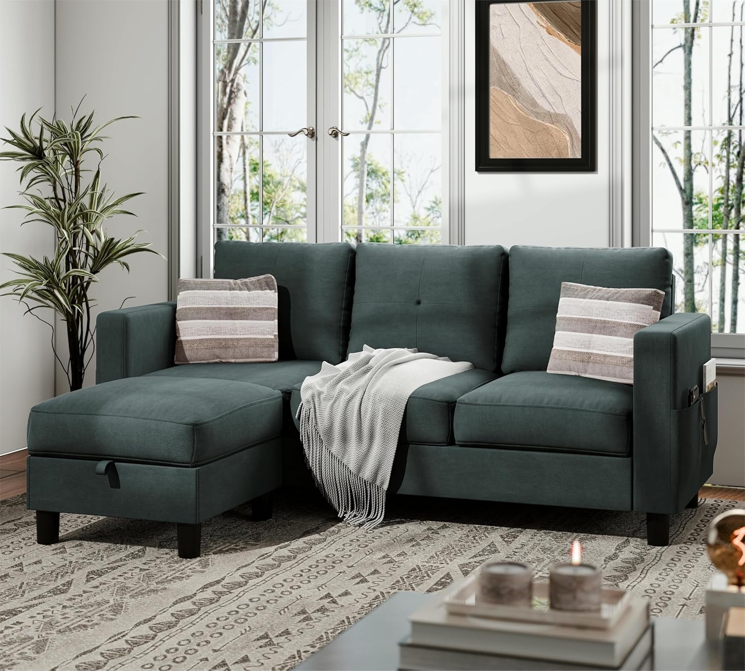 JAMFLY Sectional Sofas Couches for Living Room, L Shaped Couch with Storage Sofa...