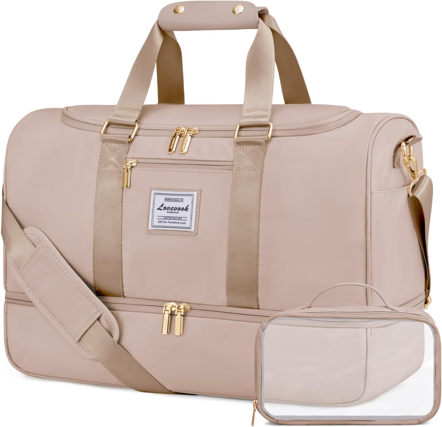 LOVEVOOK Travel Bag Gym Bag for Women, 50L Large Weekend Overnight Holdall Duffe...