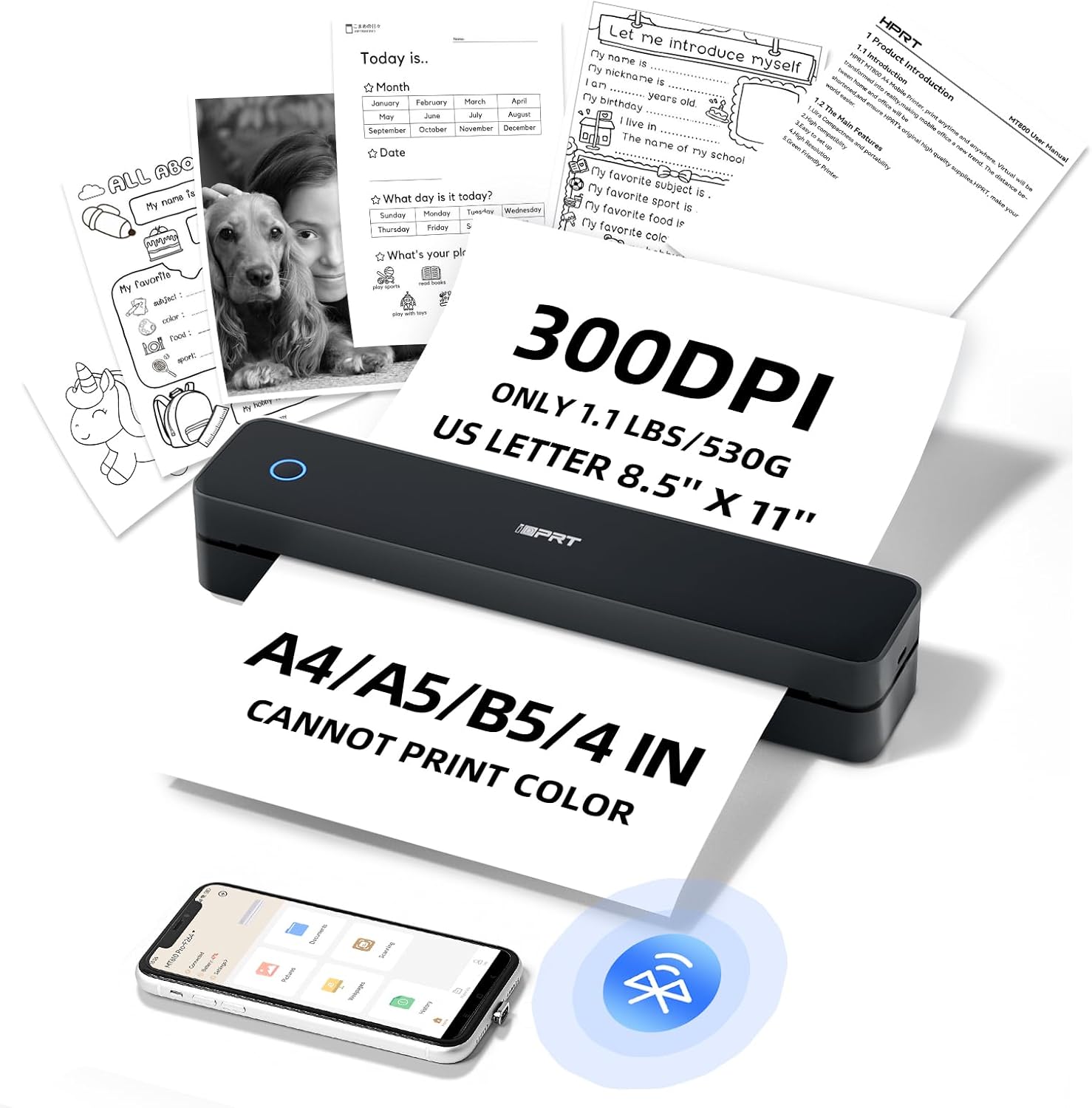 iDPRT Portable-Printer Wireless for Travel, 300DPI Inkless-Thermal-Small-Printer...