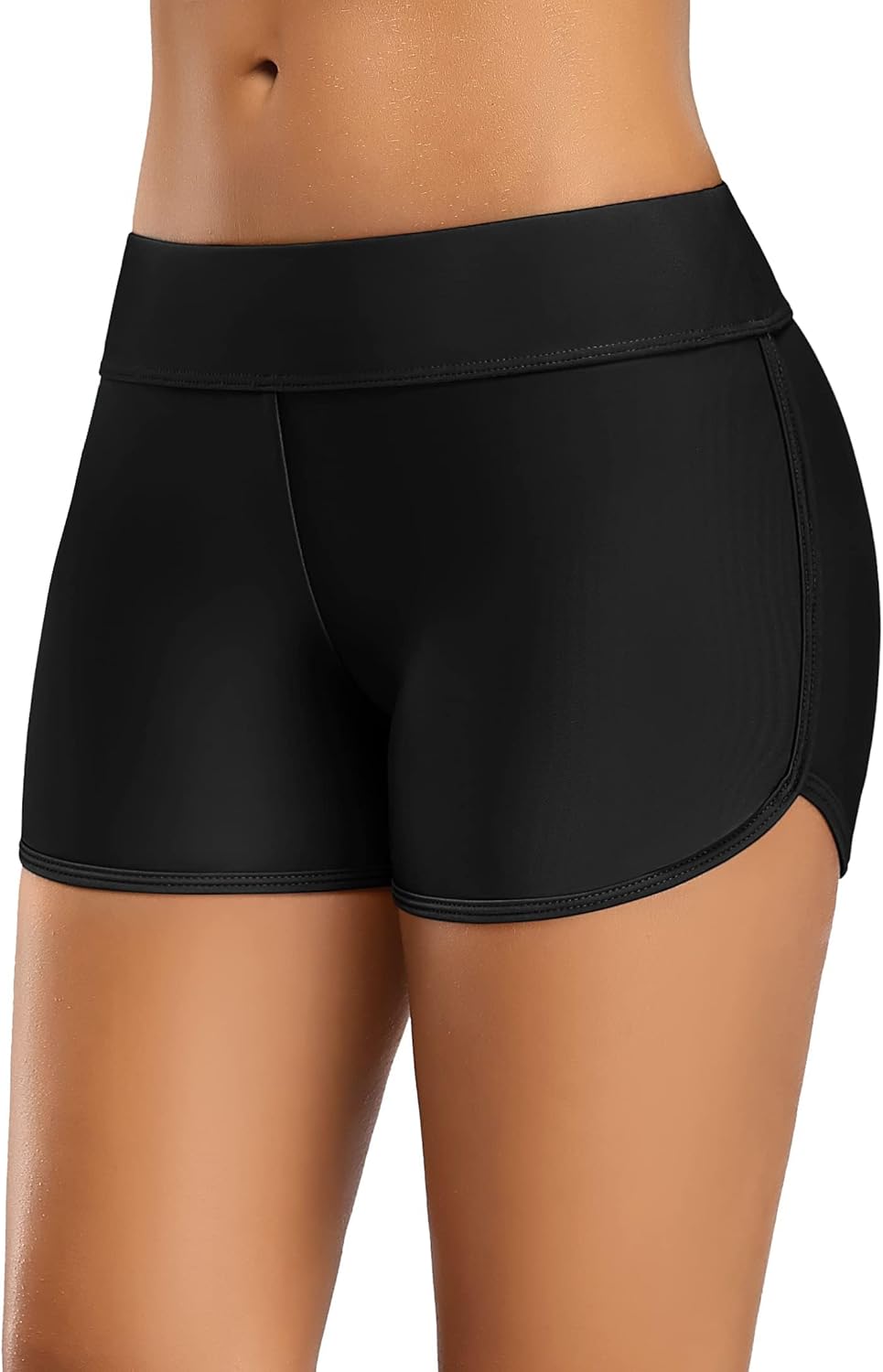 CharmLeaks Women Swim Boardshorts Boyleg Swimming Shorts XL Black