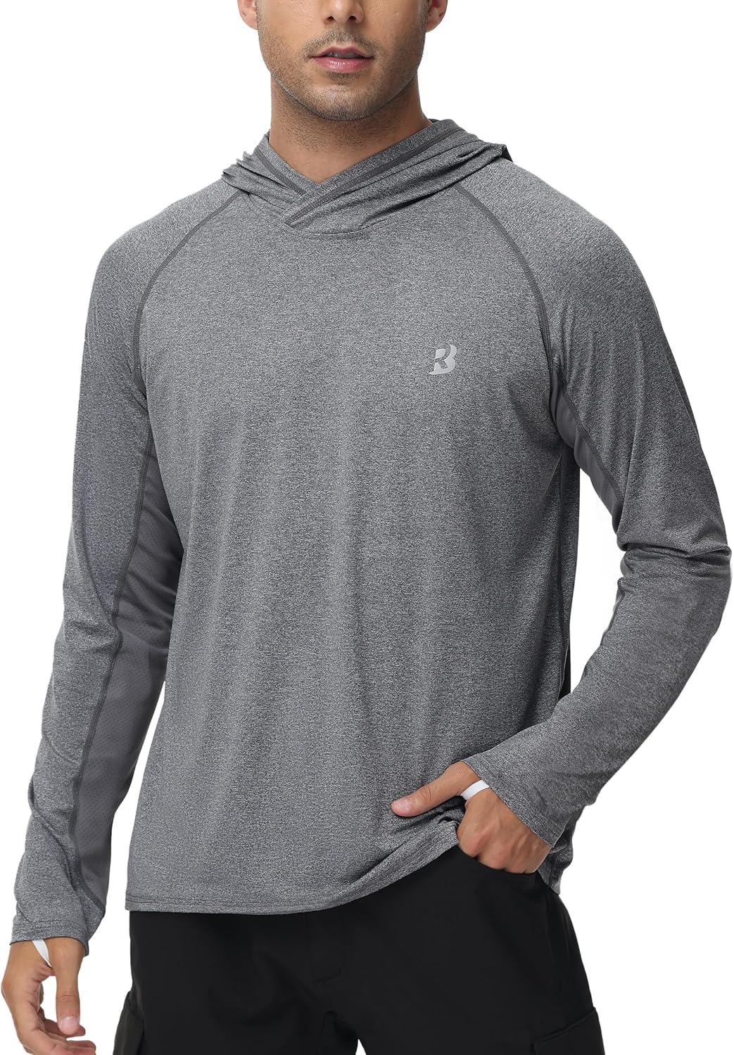 Roadbox Mens UPF 50+ Fishing Shirts, Long Sleeve UV Sun Hoodie, Hiking Running S...