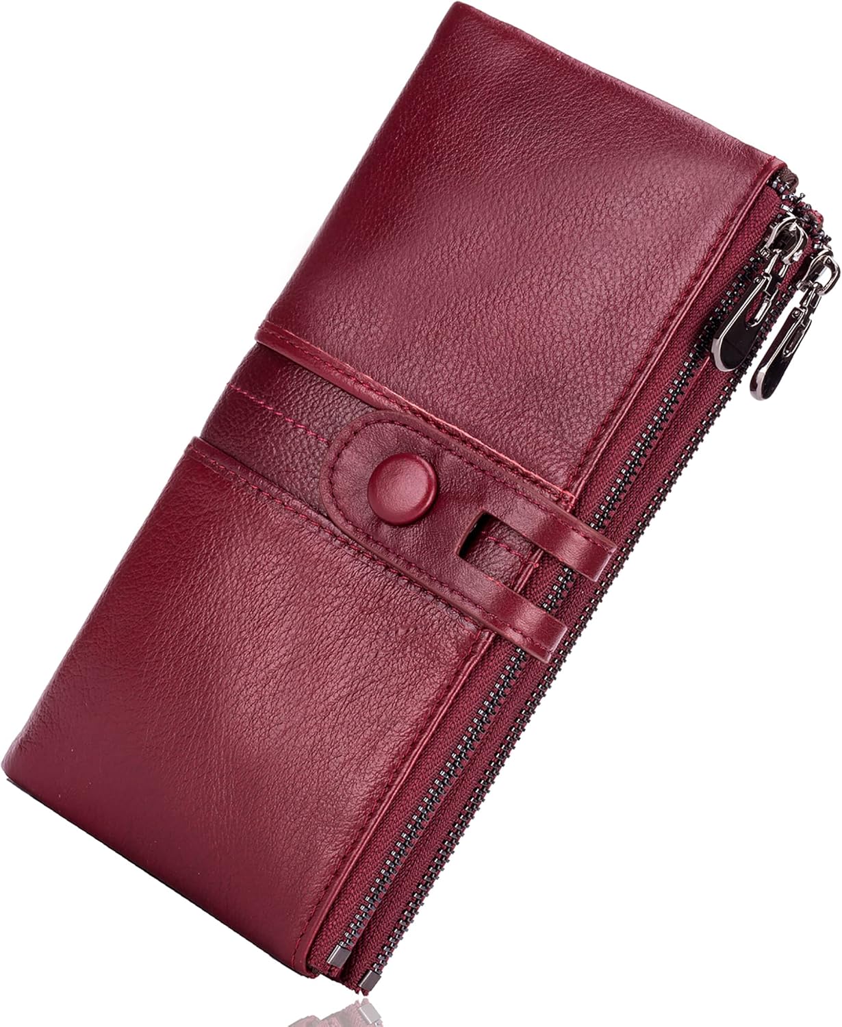 Roulens Genuine Leather Women's Wallets,Multi-Function Slim Bifold Zipper Clutch...
