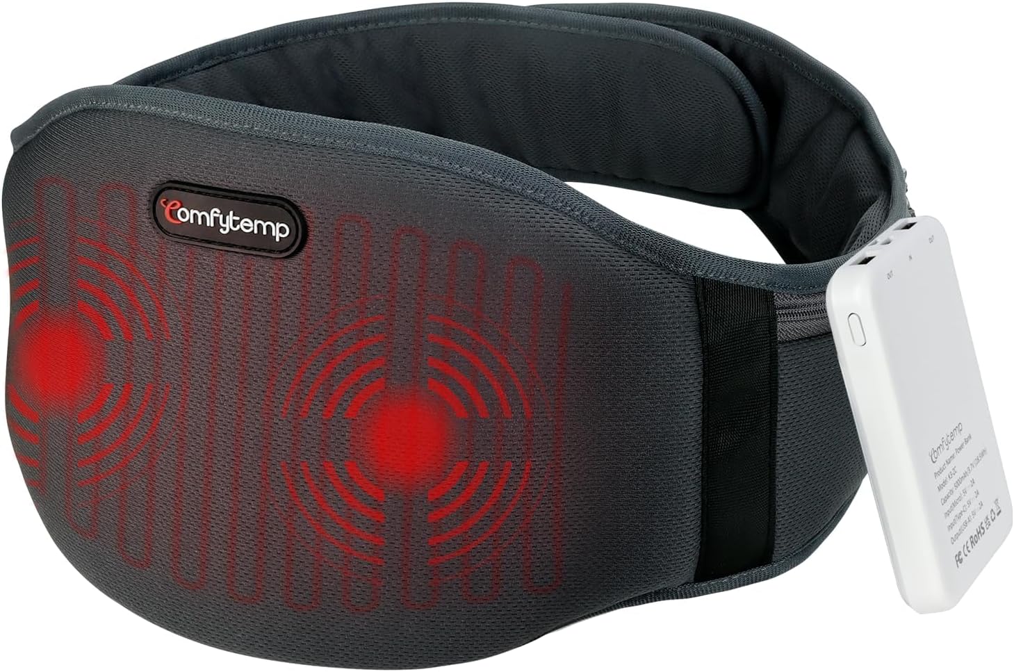 Comfytemp Cordless Heat Pad for Back Pain Relief with Vibration Massager, Portab...