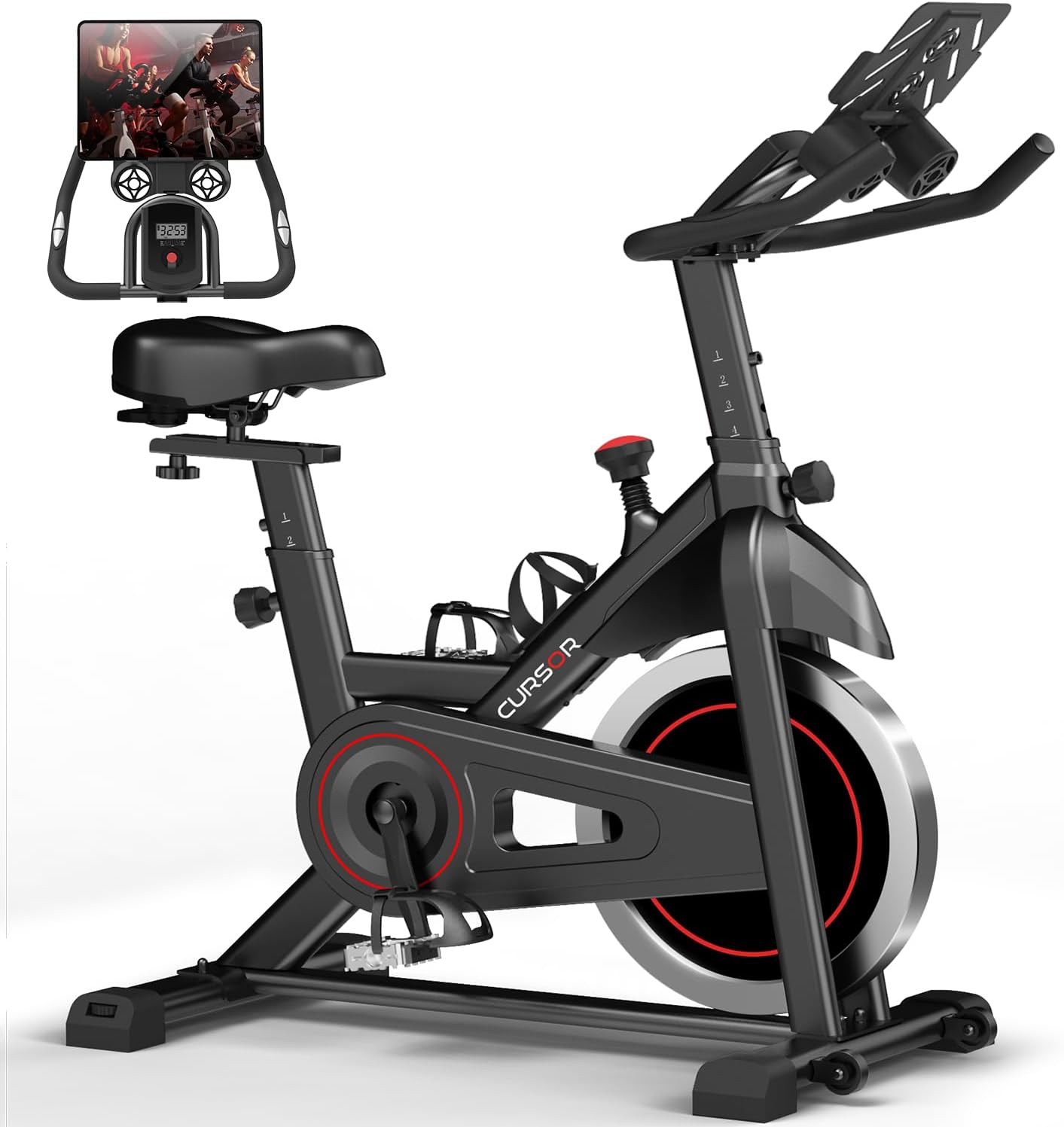 CURSOR FITNESS Exercise Bike, Stationary Indoor Cycling Bike for Home Workout, L...