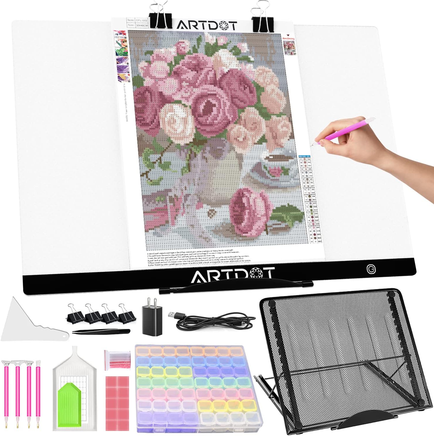 ARTDOT A2 LED Light Pad for Diamond Painting USB Powered Light Board Kit, Adjust...