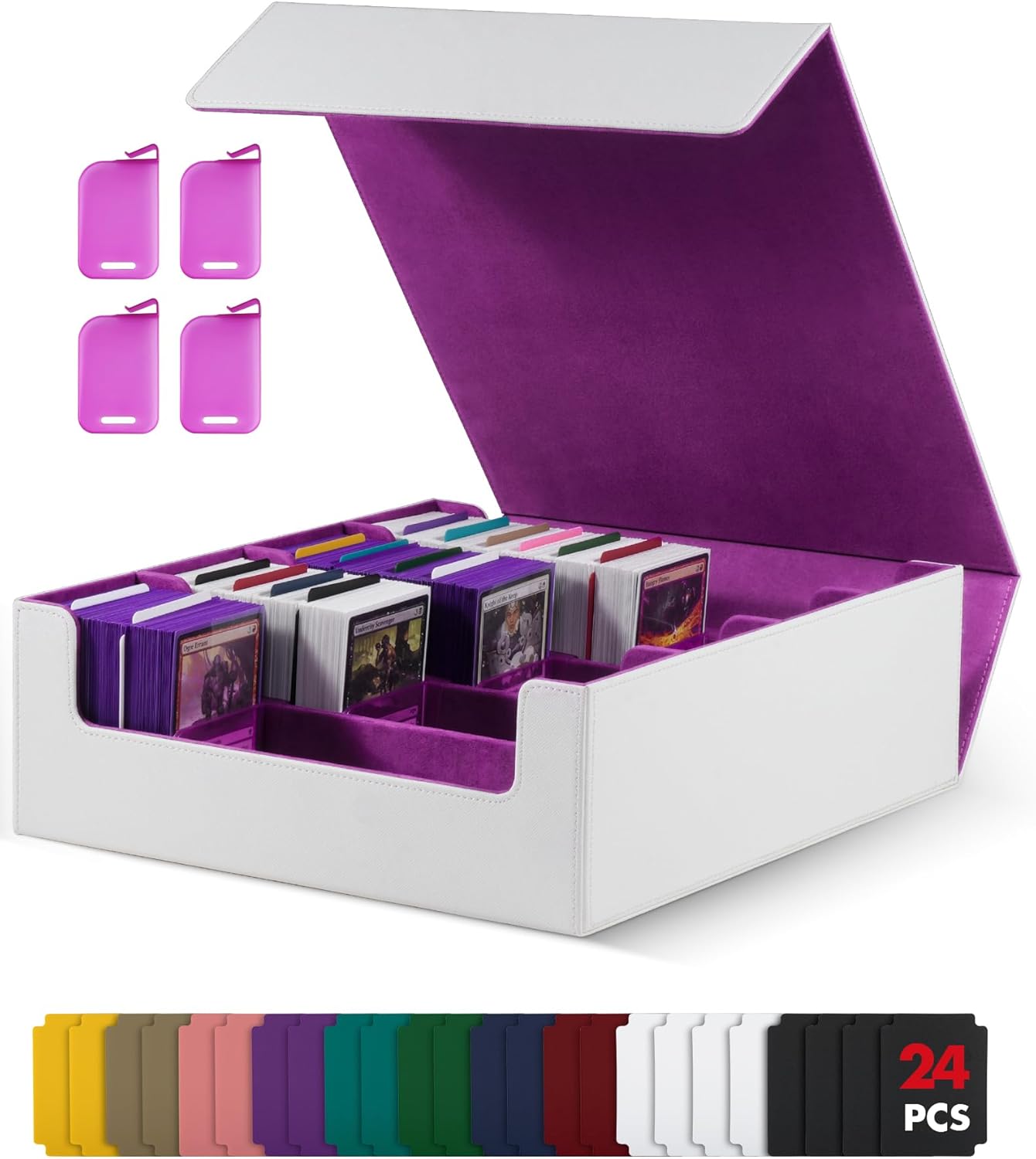 Card Storage Box for Trading Cards, 2400+ MTG Commander Deck Box With 24pcs Colo...
