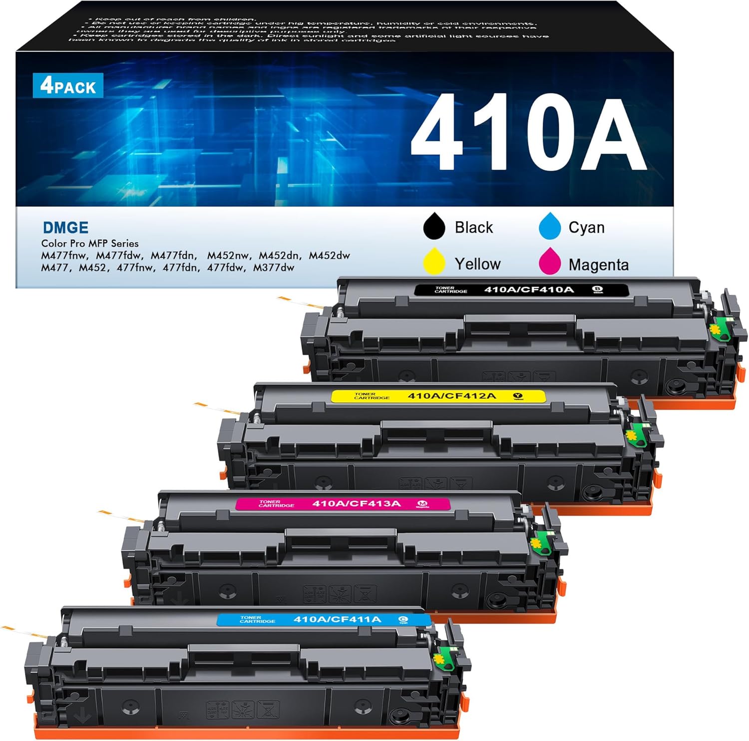 410A Toner Cartridges 4 Pack- Replacement for HP 410A 410X Compatible for HP Col...