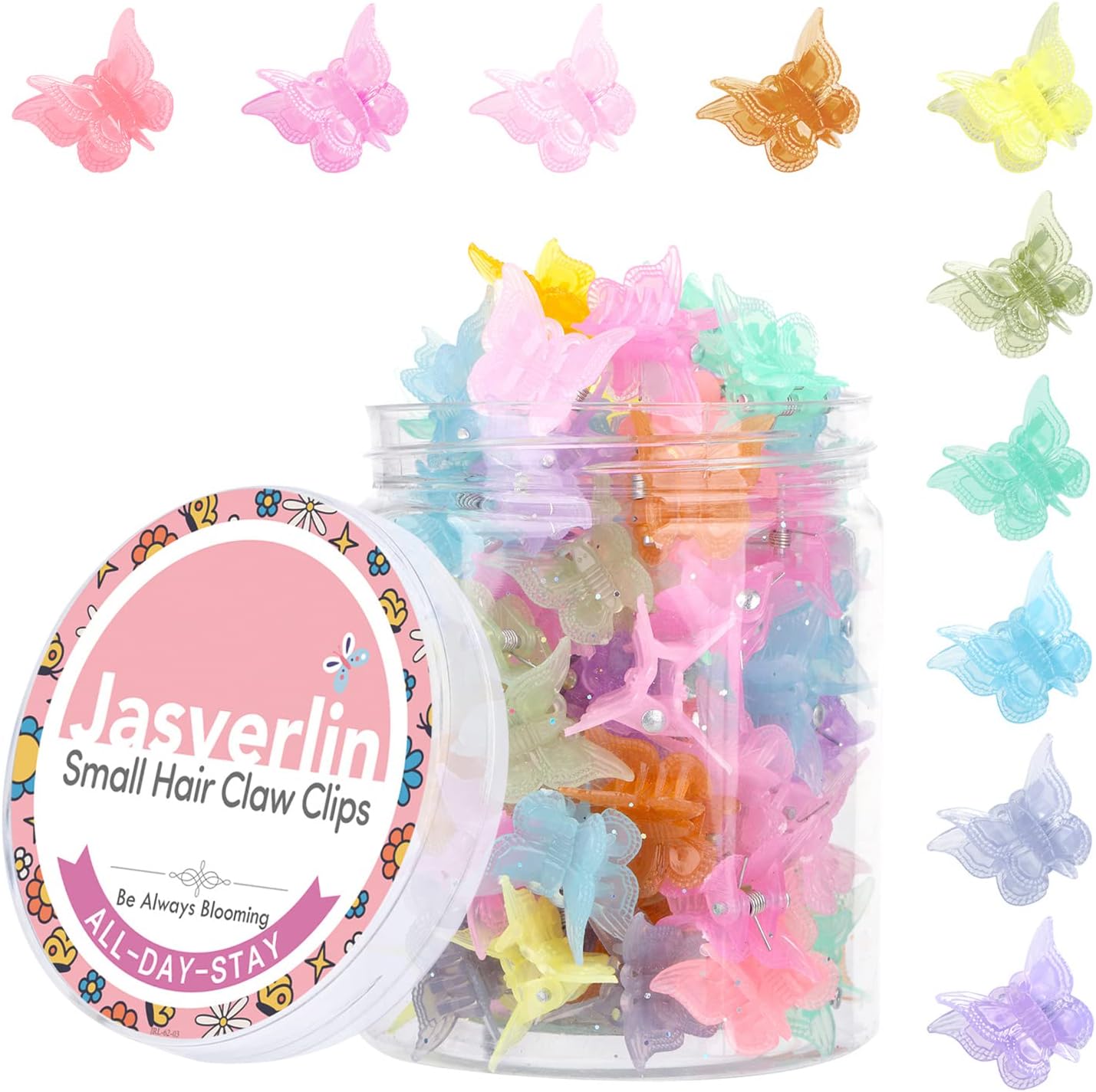 JASVERLIN Butterfly Clips for Hair 50pcs - Cute Mini Small Hair Accessories for...