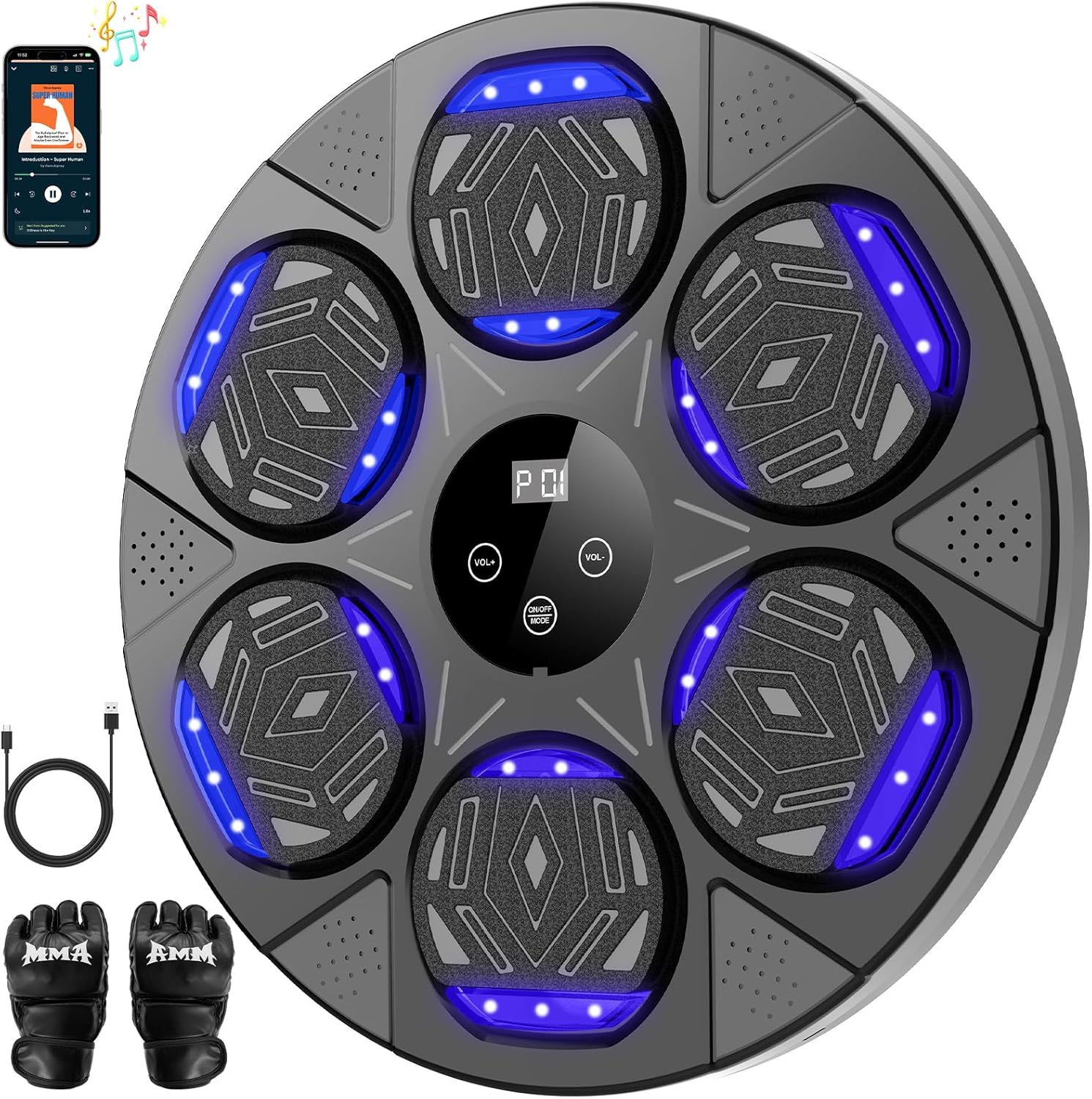 Music Boxing Machine, Boxing Wall Mount Machine for Kids Adult, Bluetooth Smart...