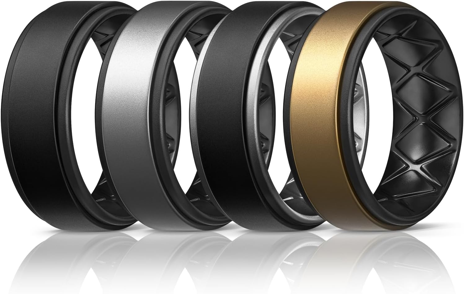 Egnaro Silicone Rings for Men 1/4/5/6/7 Multipack of Breathable Mens Silicone Ru...