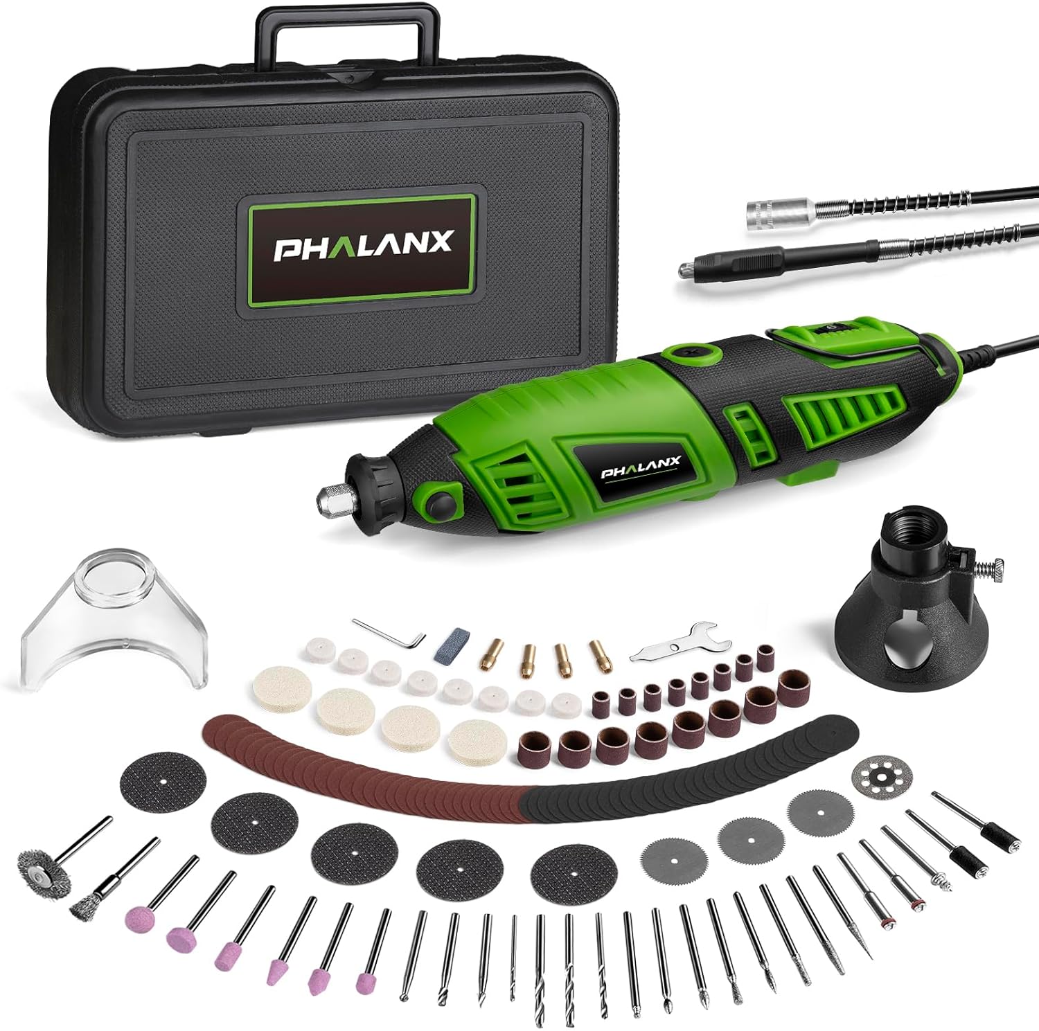 180W Rotary Tool Kit, 1.5-Amp PHALANX 6 Variable Speed with Flex Shaft, 8000-320...