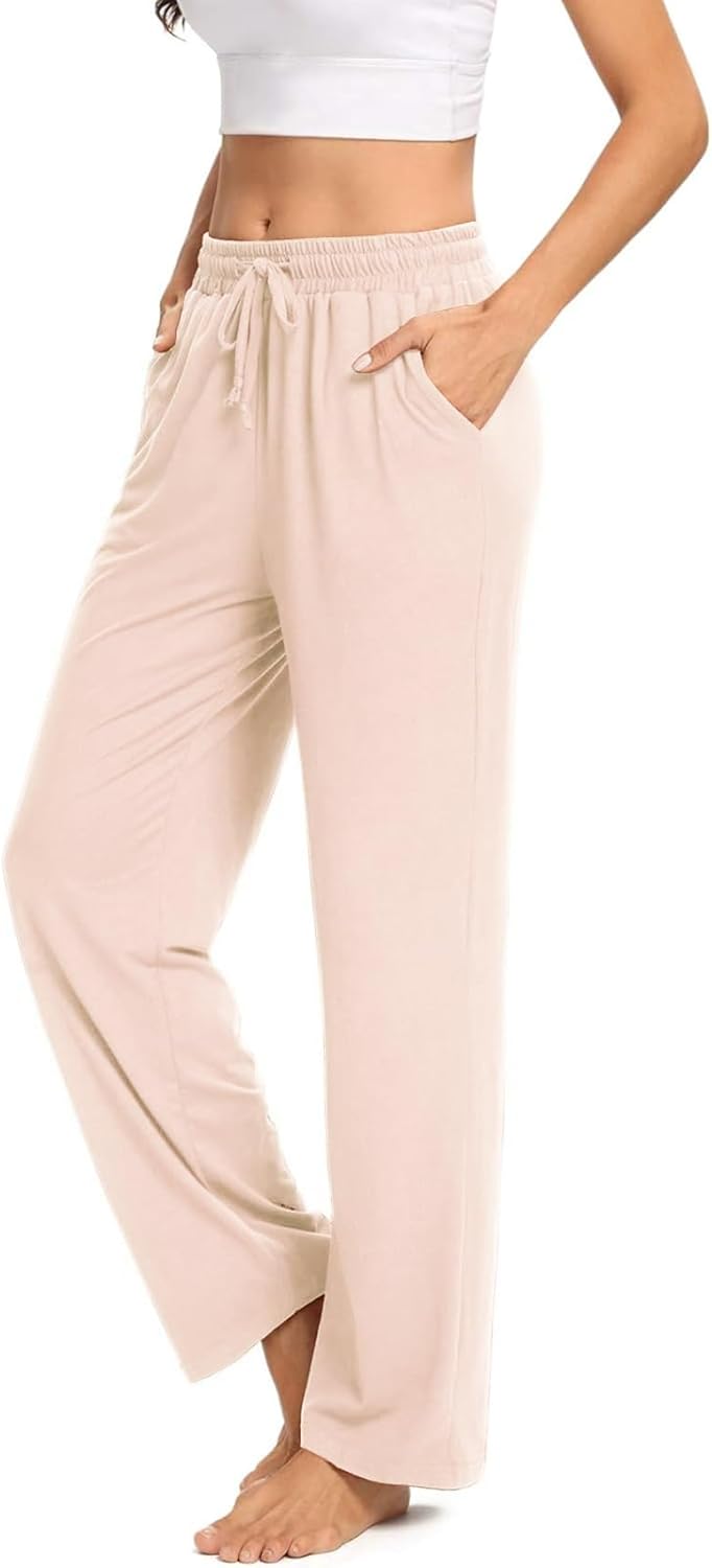 ARRIVE GUIDE Womens Yoga Sweatpants Comfy Lounge Pants with Pockets Wide Leg Loo...