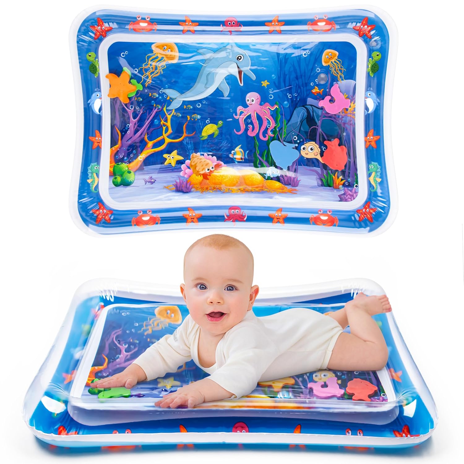 Tummy Time Water Mat丨Inflatable Tummy Time Water Play Mat for Babies, Infants a...