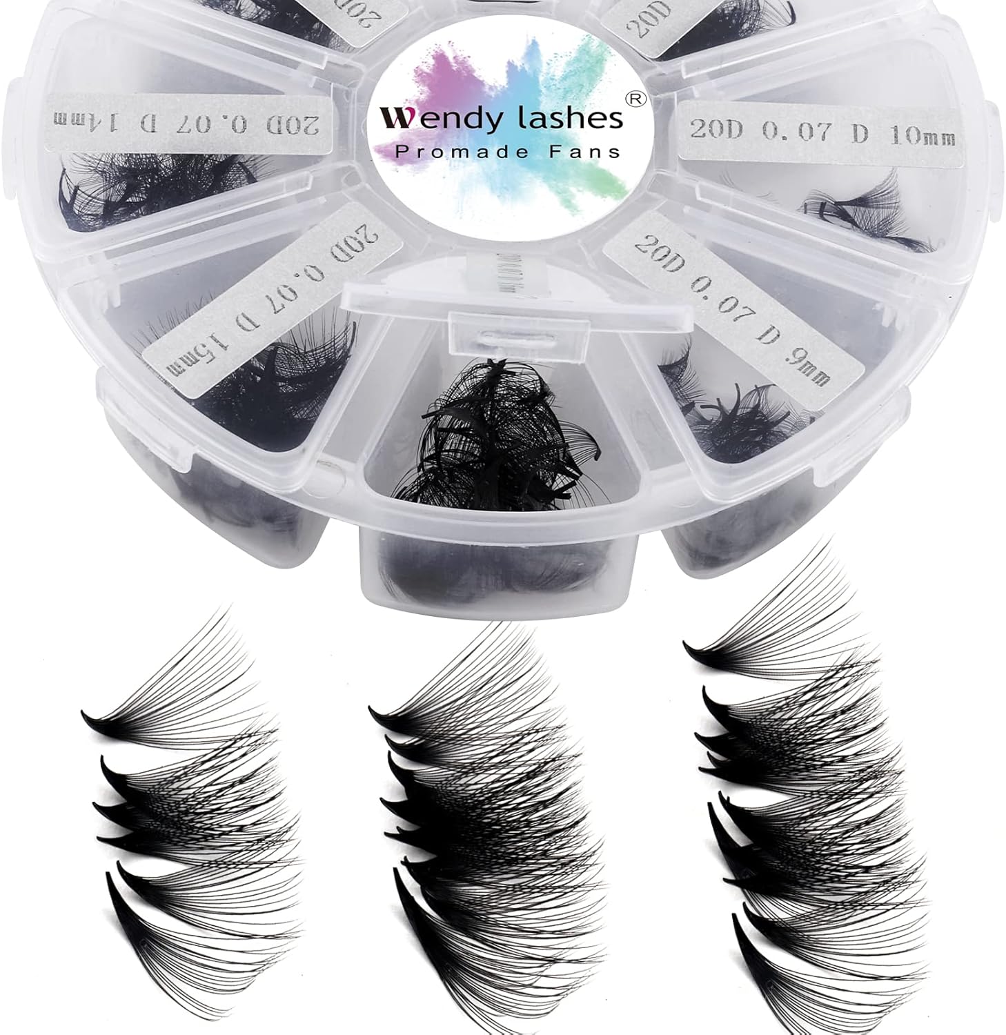 Pre Made Fan Volume Eyelash Extensions 20D 0.07mm D Curl 500 Fans 9-16mm Mixed T...