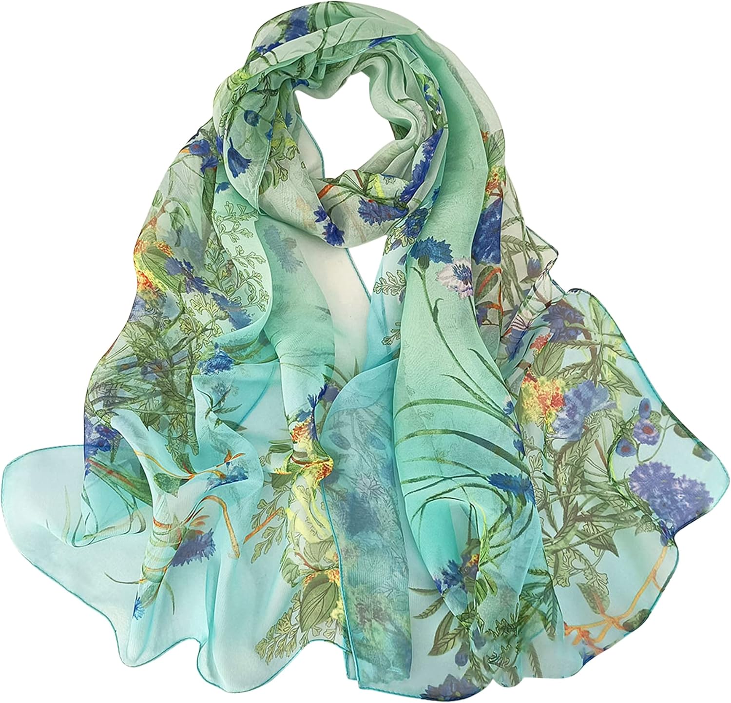 BLURBE Chiffon Scarf Women - Ladies Scarves Lightweight Floral Print Chiffon Sca...