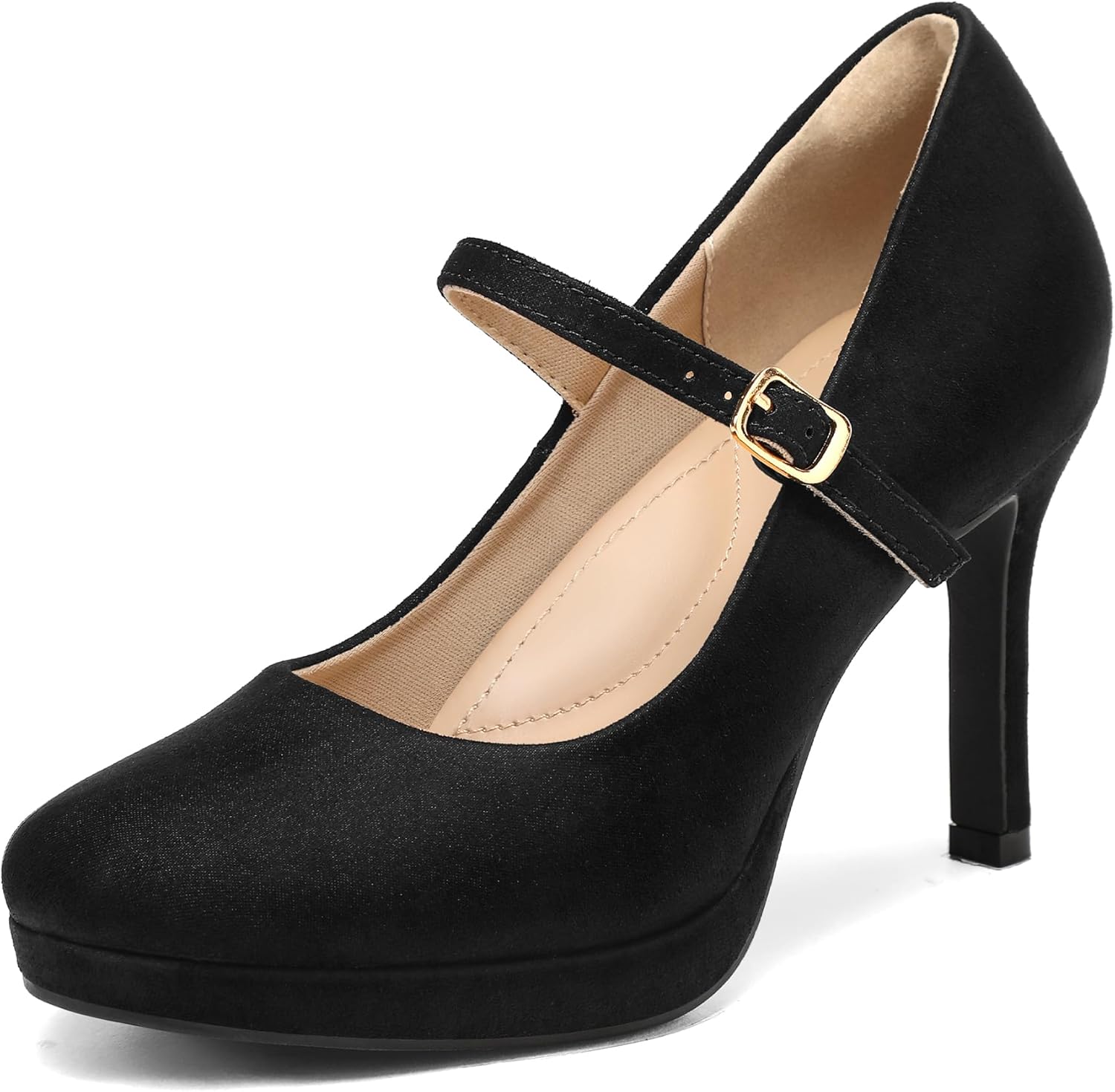 mysoft Women's Pumps Closed Toe Mary Jane Pumps Round Toe Platform High Heel Dre...