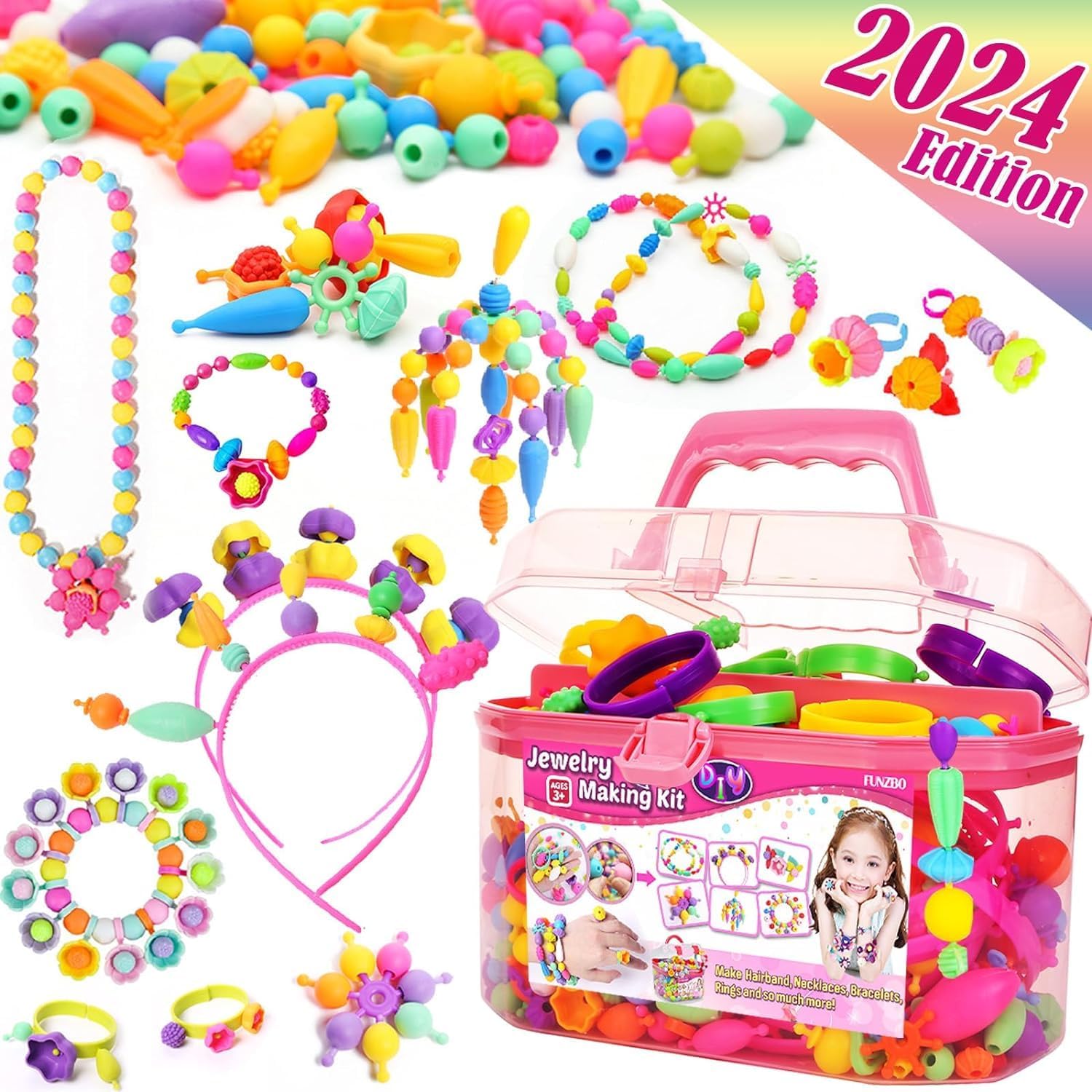 Pop Beads Kit for Girls Toys - Jewelry Making Kit with Bracelets, Headbands & Ri...