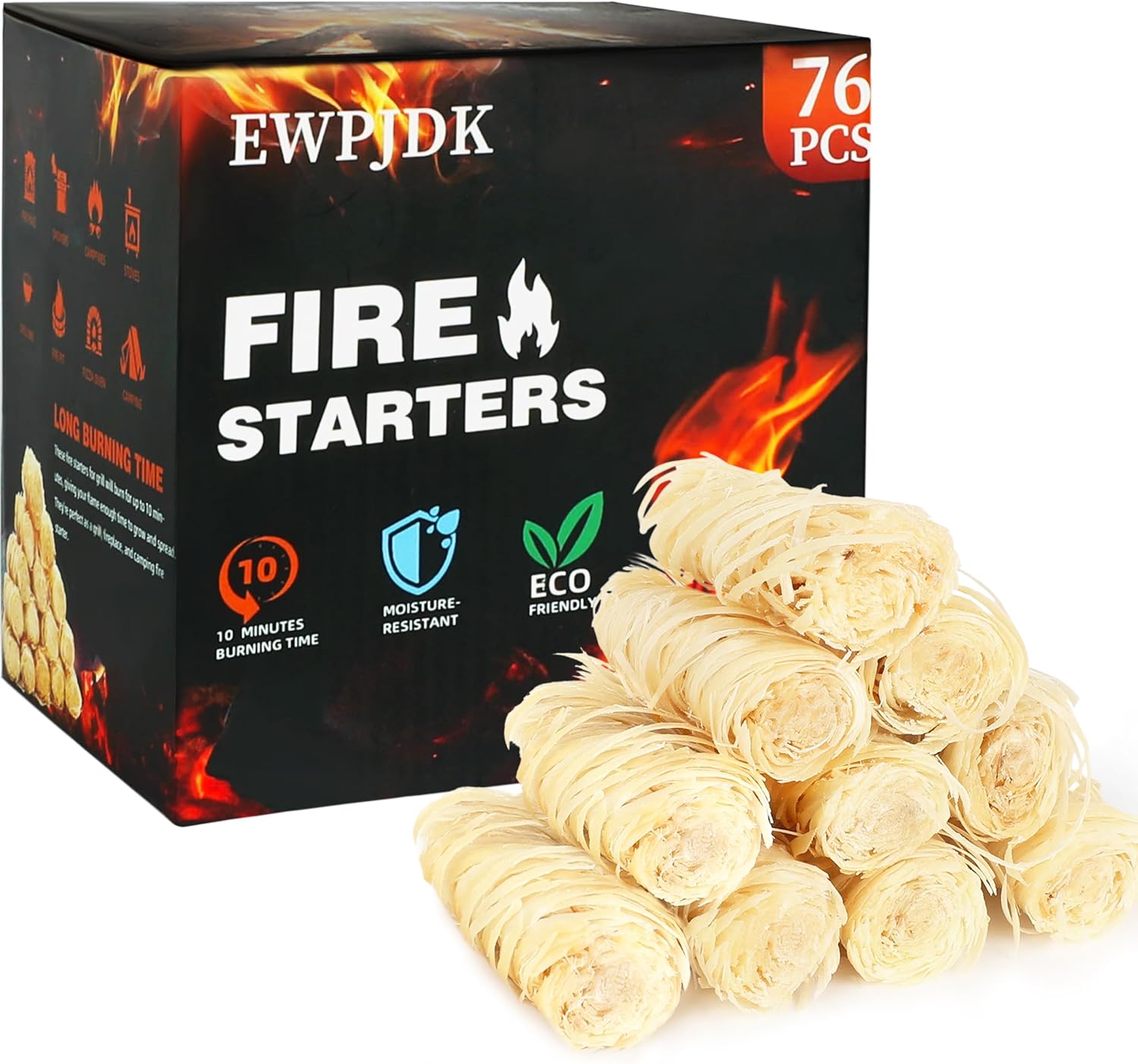 76pcs Fire Starter Natural Fire Starters for Campfires, Charcoal Starter, Firest...