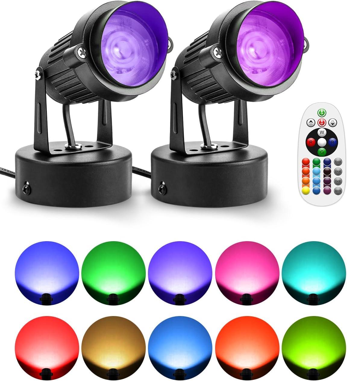 ZUCKEO LED Spot Lights Indoor RGBW Up Lights with Remote, 120V 10W Uplighting In...