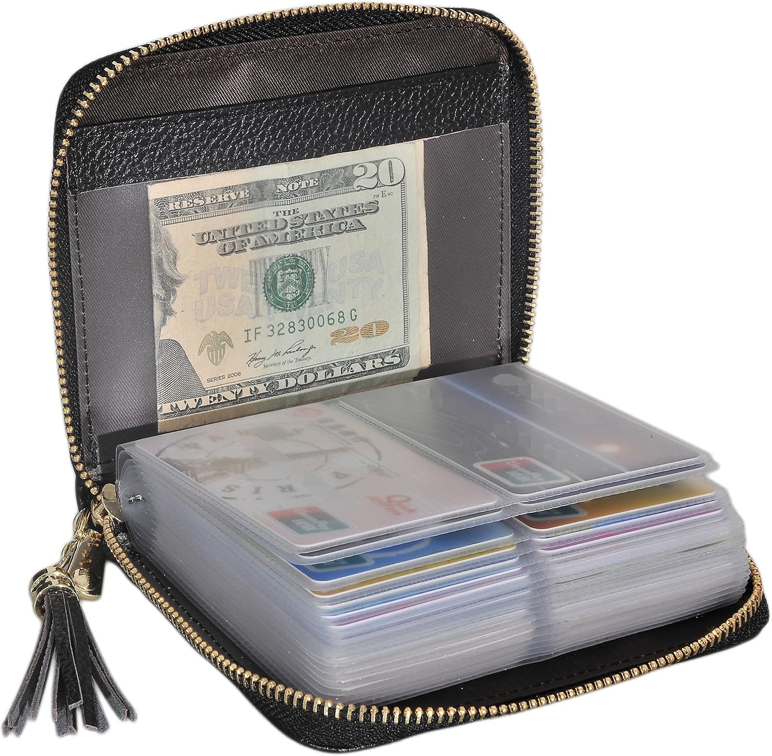 Easyoulife Womens Credit Card Holder Wallet Zip Leather Card Case RFID Blocking...