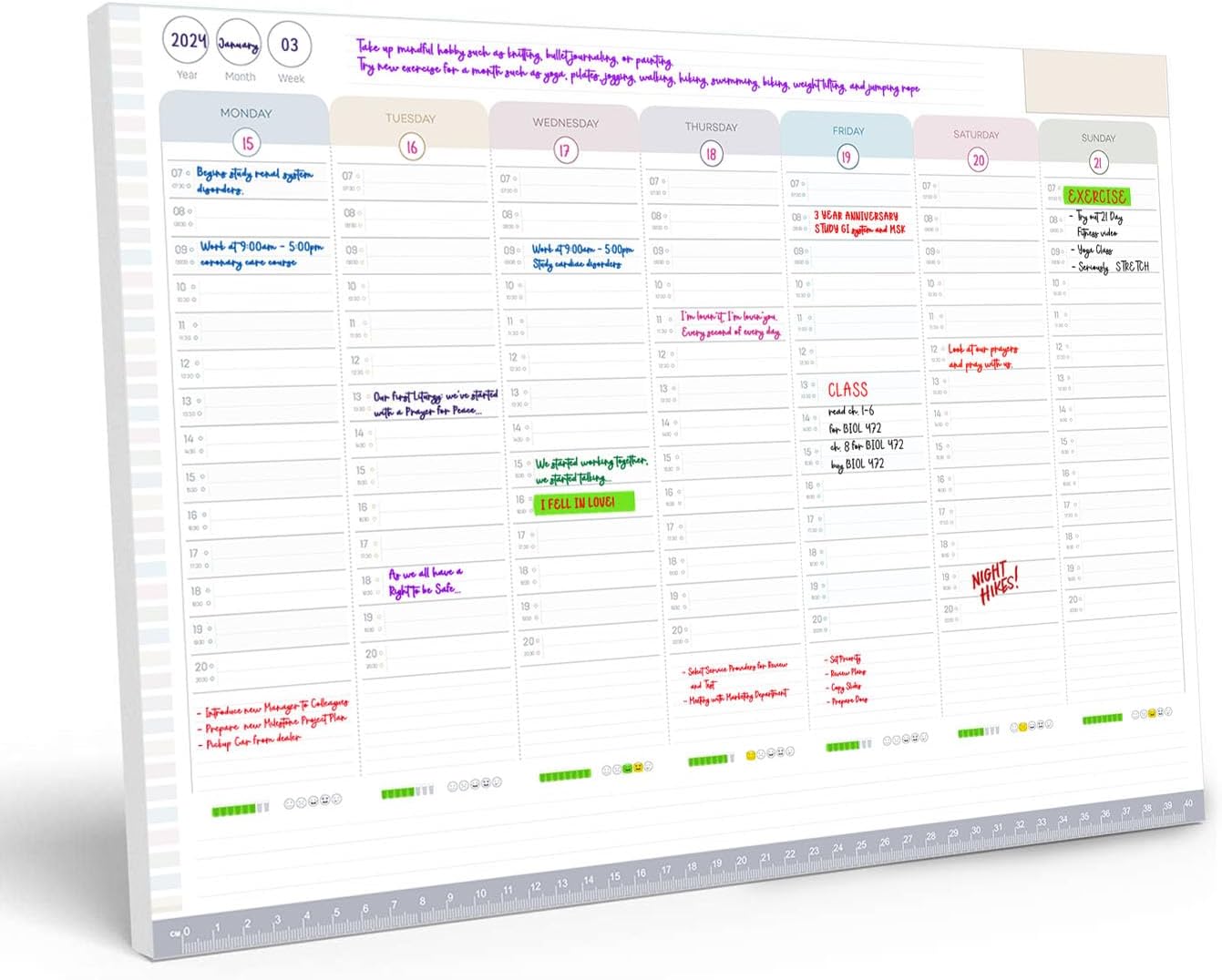 Weekly Planner Pad – to Do List Notepad Organiser – Day Planner with Sticky Note...