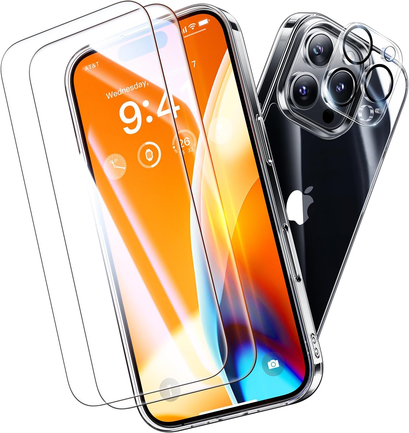 Not Yellowing for iPhone 16 Pro Case Clear, 360° Protection with 2X Screen Prote...