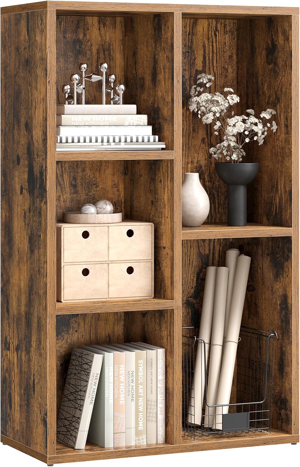 VASAGLE Bookcase, Bookshelf, Storage Shelf with 5 Compartments, Standing Shelf,...