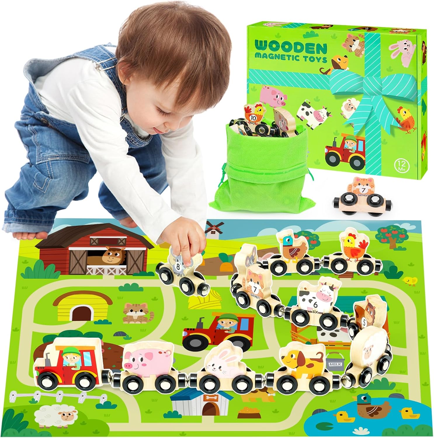 Toys for 1 2 3 4 Year Old Boy Gifts: Toddler Toys Wooden Train Set for Boys Girl...