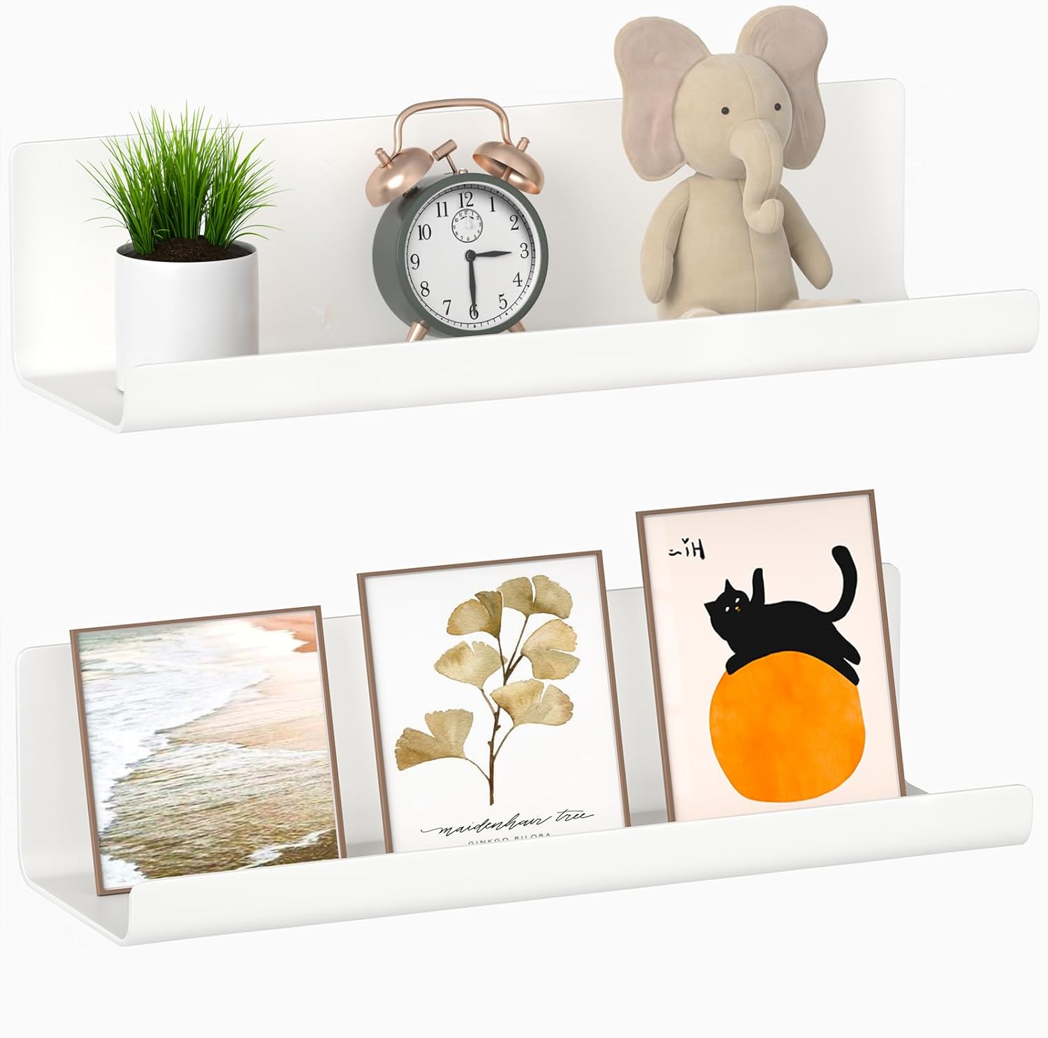 WELDUN Floating Shelves, Set of 2 Wall Mounted Shelf, Picture Ledge Display, Dec...