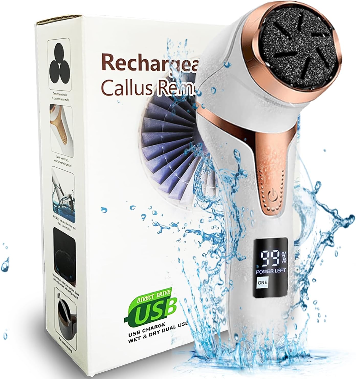 Electric Callus Remover for Feet (with Dander Vacuum), Portable Pedicure Kit Foo...