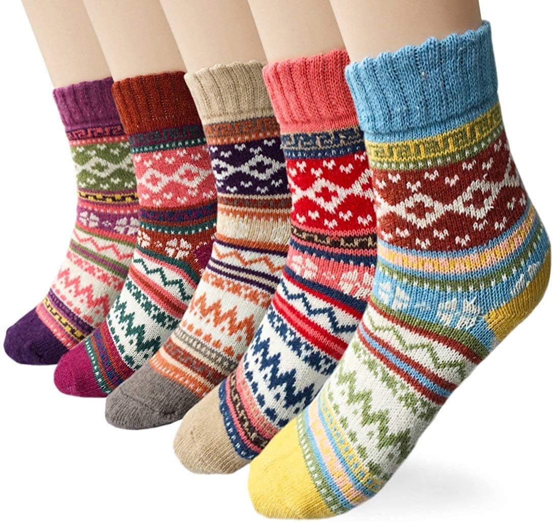 YSense Snug 5 Pairs Womens Thermal Socks Winter Wool Socks, Ladies Breathable So...