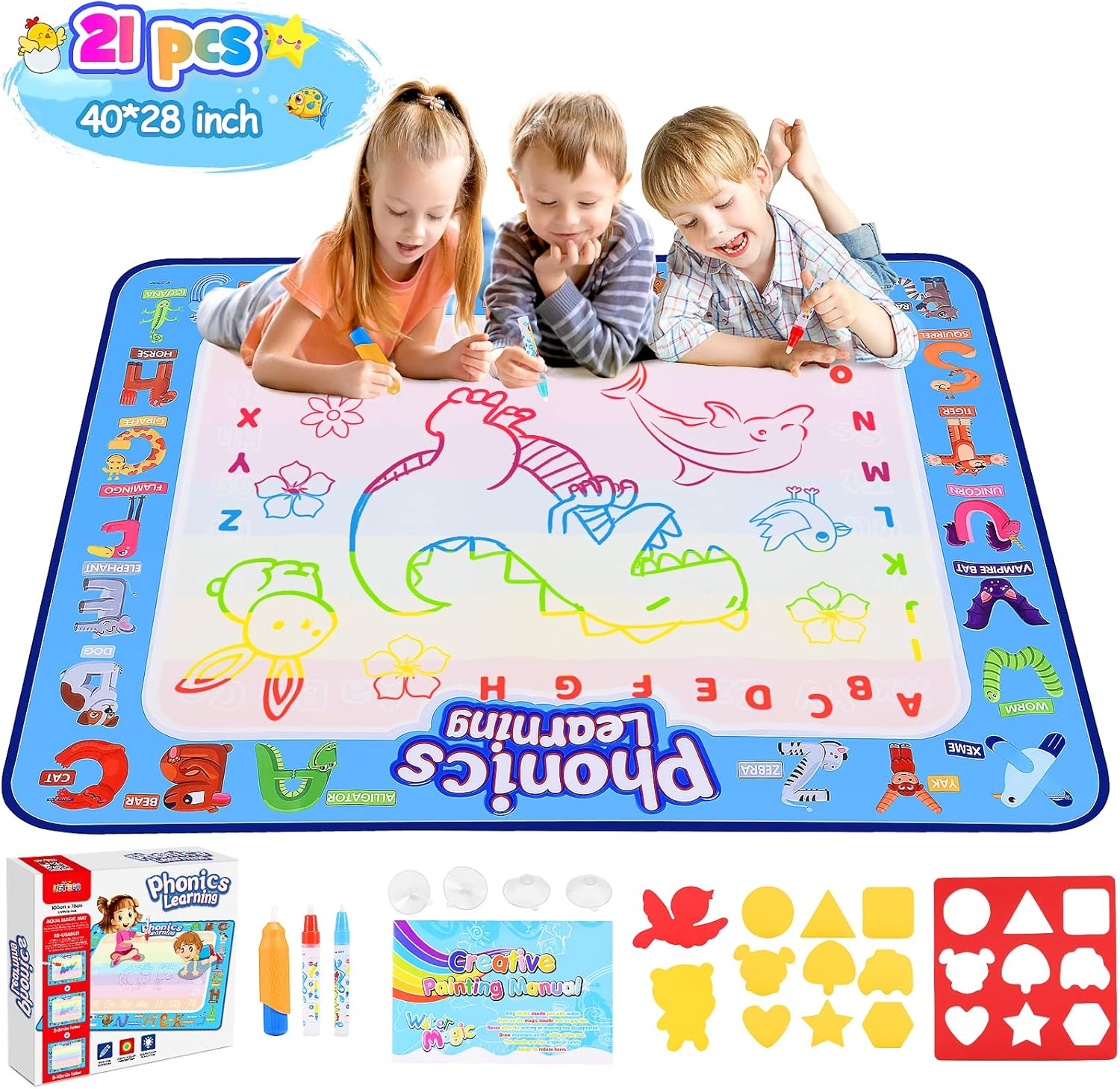 Tragik Toddler Toys for 2 3 4 5 Year Old Boys Girls, Water Mat Gifts for 2-6 Yea...