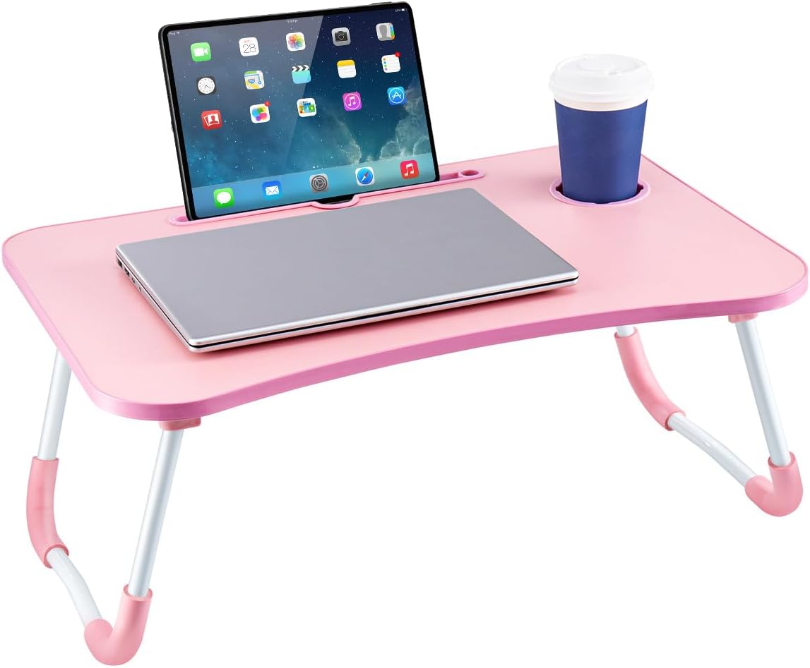 Youyijia Laptop Bed Table 60 x 40 x 28cm Bed Desk Stand with Foldable Legs & Cup...